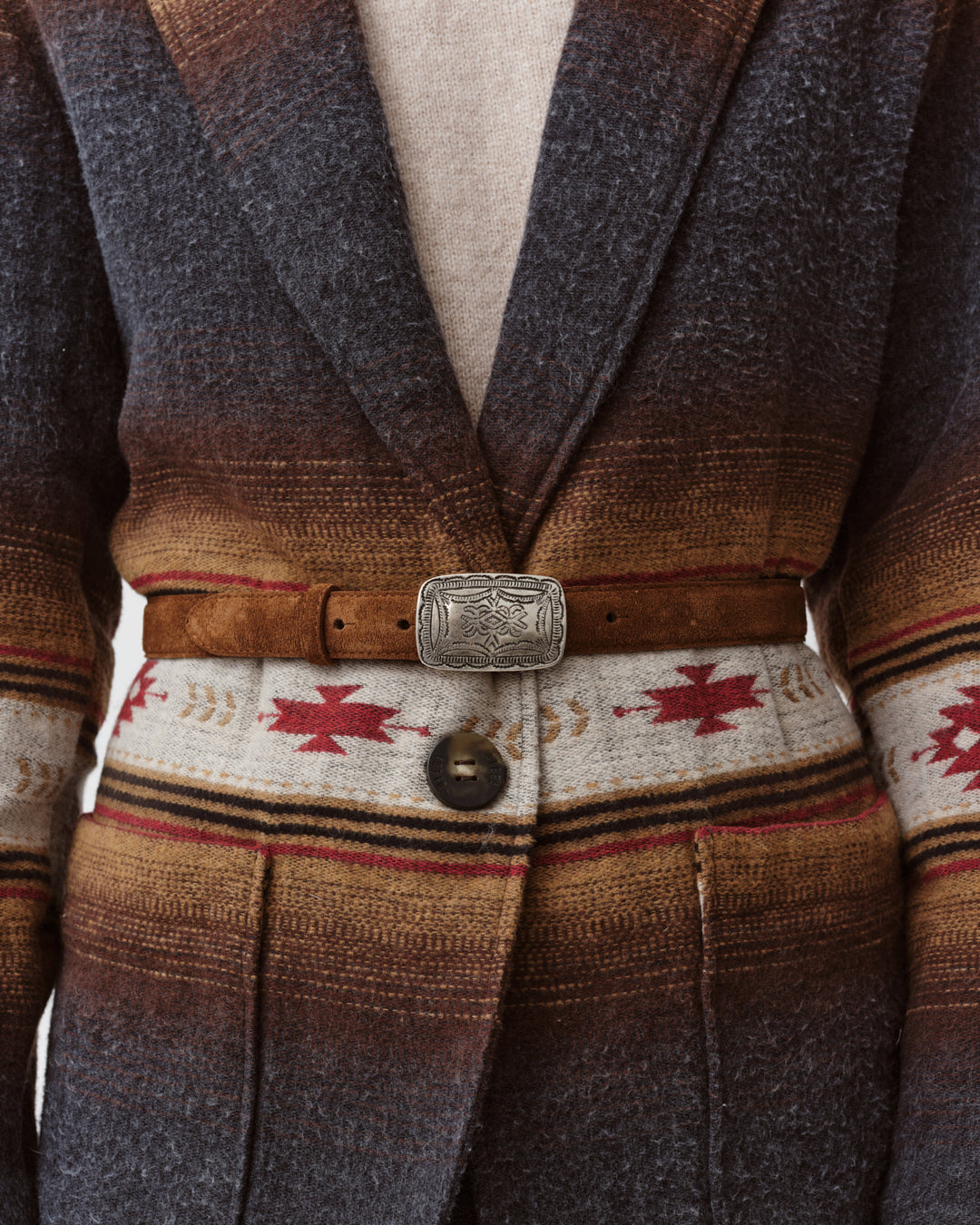 DIEGA CENWO ceinture camel cuir boucle gravée