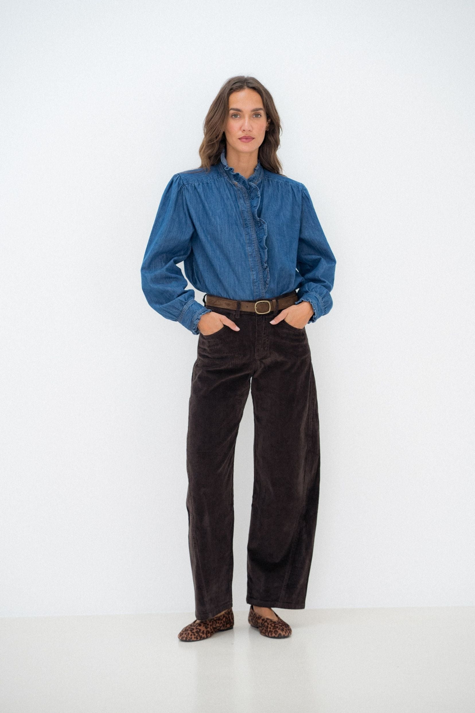 Maison Onado Karine pantalon velours chocolat