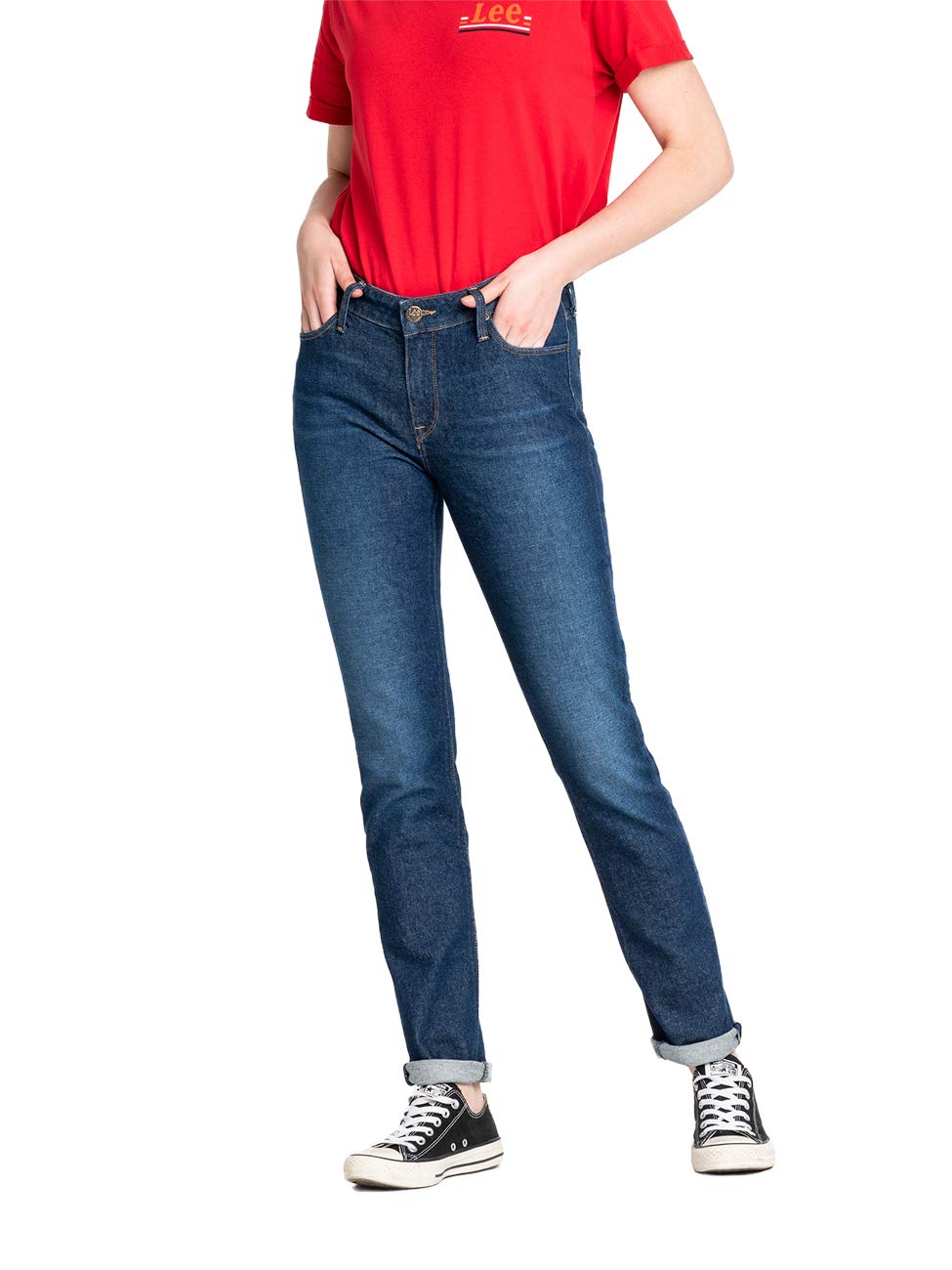 Lee Elly jean femme slim droit Mid Conversation taille haute