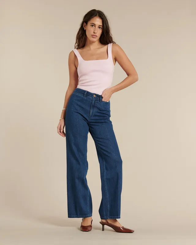 Labdip Swann IN 50 jean large taille haute bleu