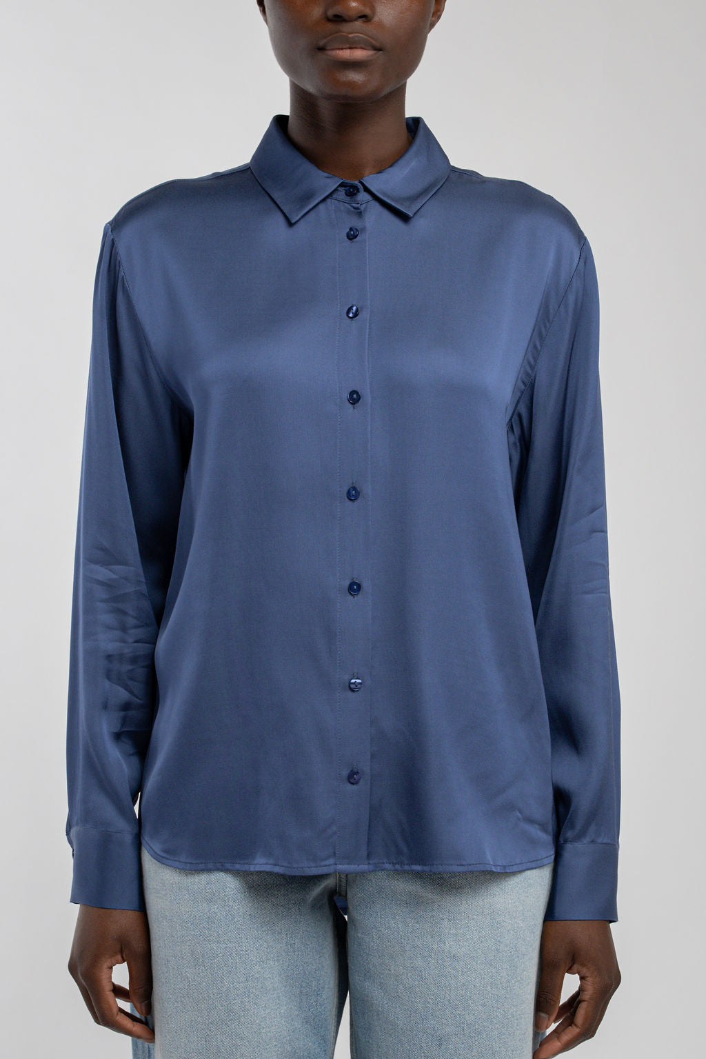 Teddy Smith C-LEO chemise indigo satin viscose
