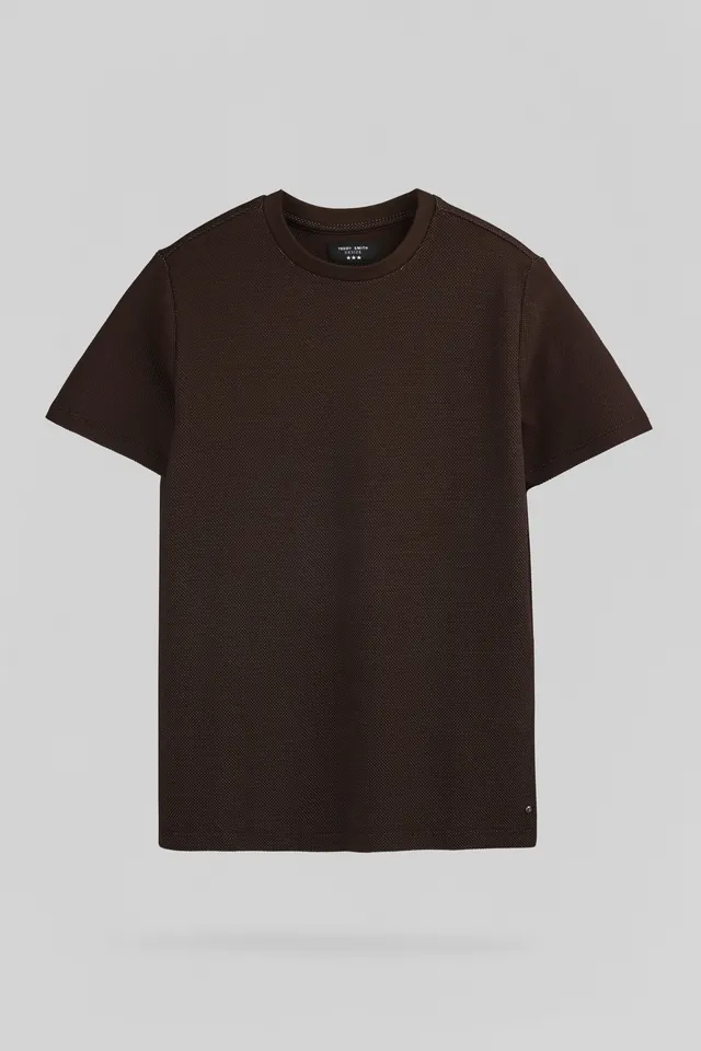 Teddy Smith T-Noam t-shirt droit marron prune piqué