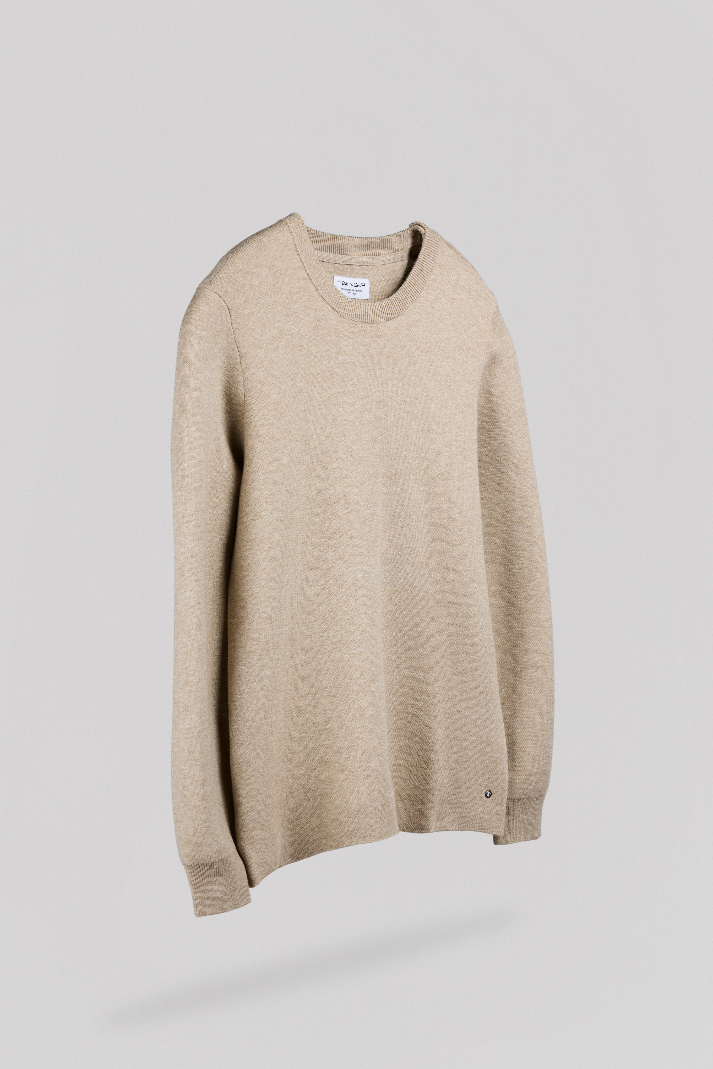 Teddy Smith P-Drystan Beige Chiné pull col rond droit