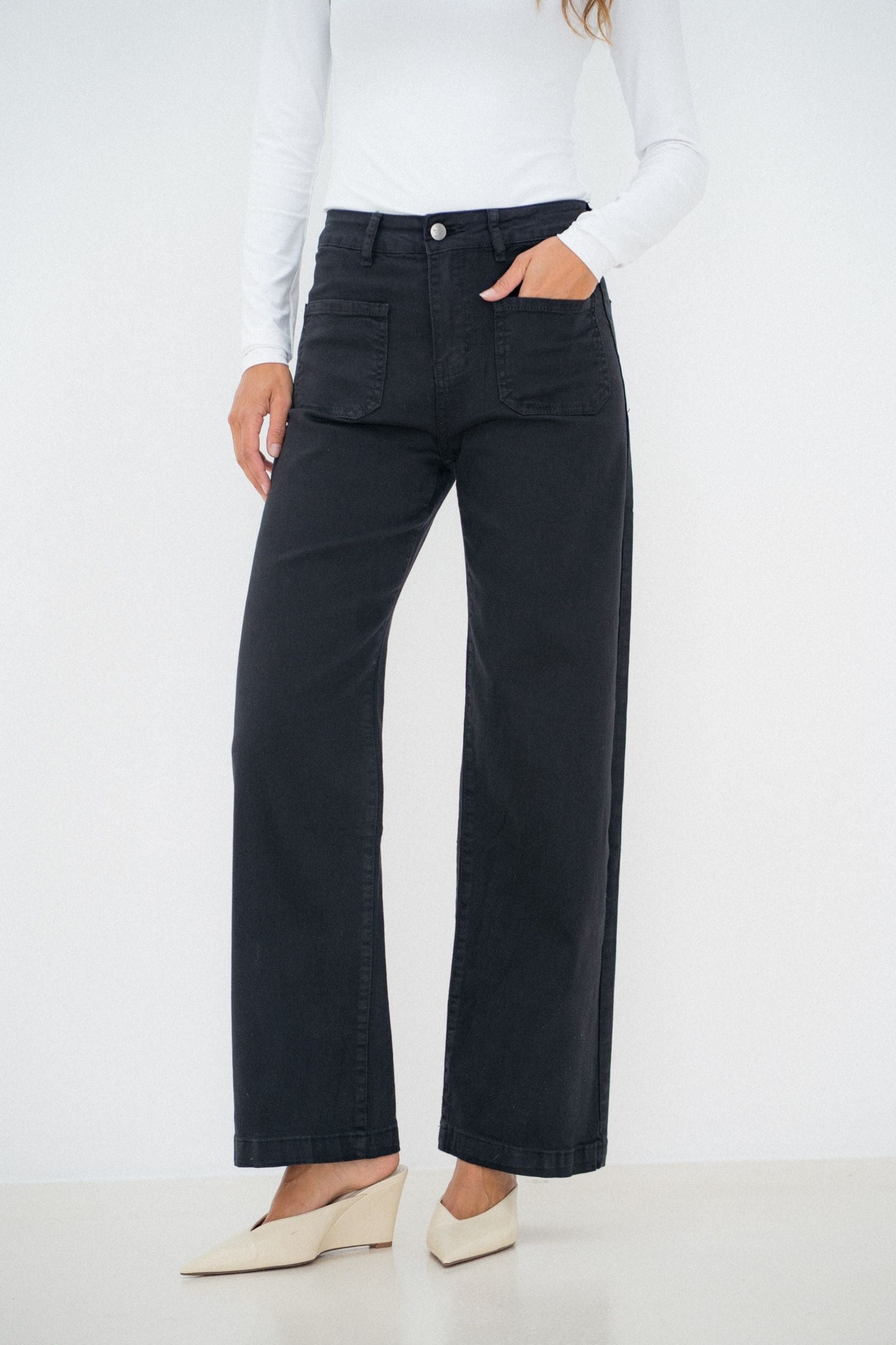 Maison Onado Selene jean droit noir taille haute