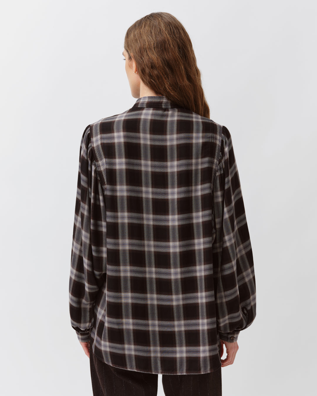 DIEGA CAMOA chemise à carreaux noir choco écru