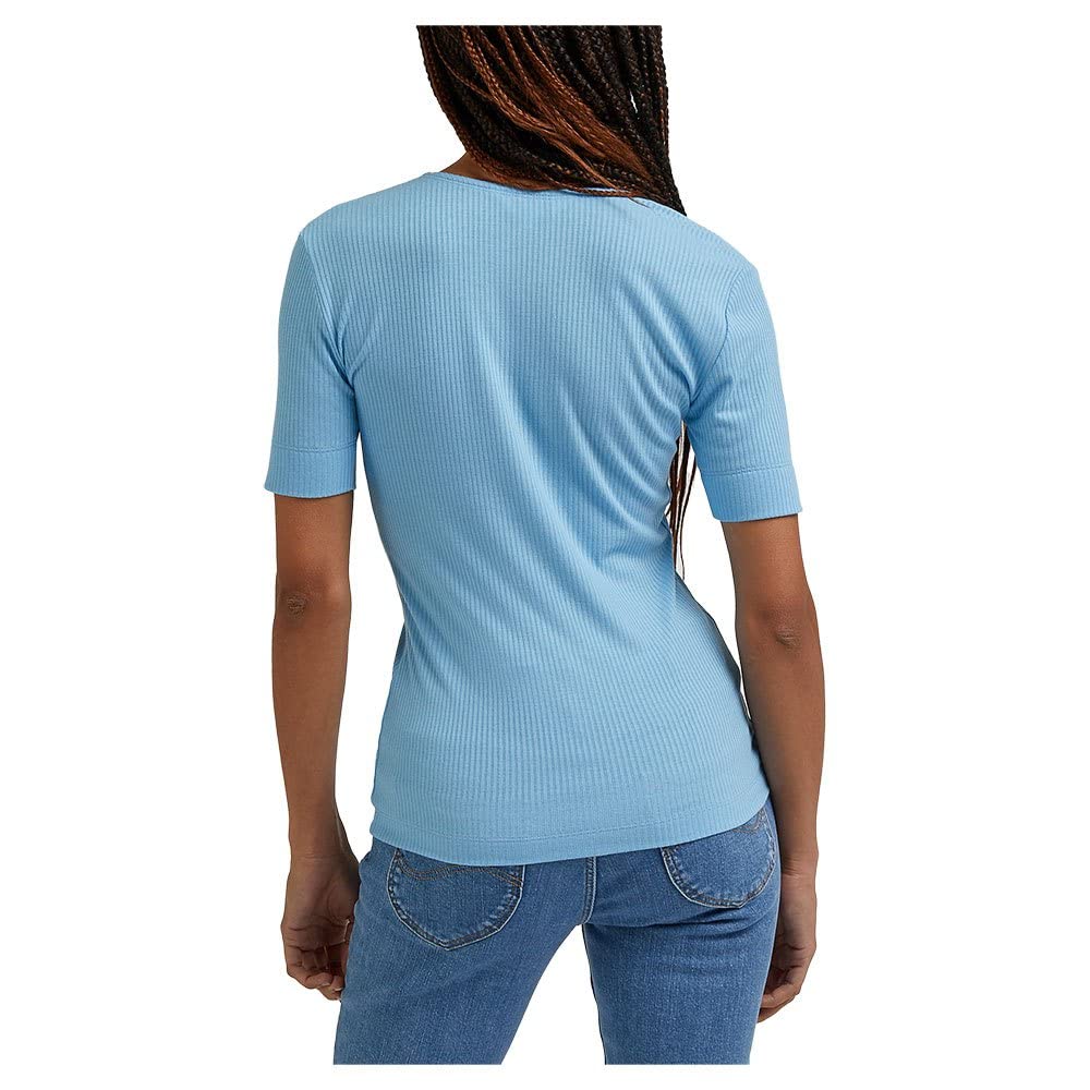 Lee Col en V t-shirt femme bleu coupe ajustée