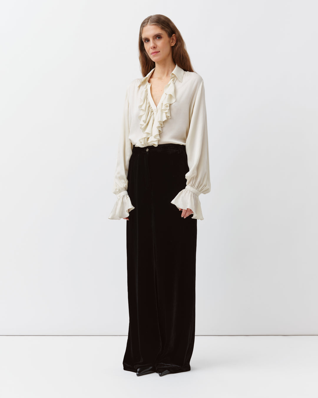 DIEGA PIEDRO pantalon velours noir coupe ample