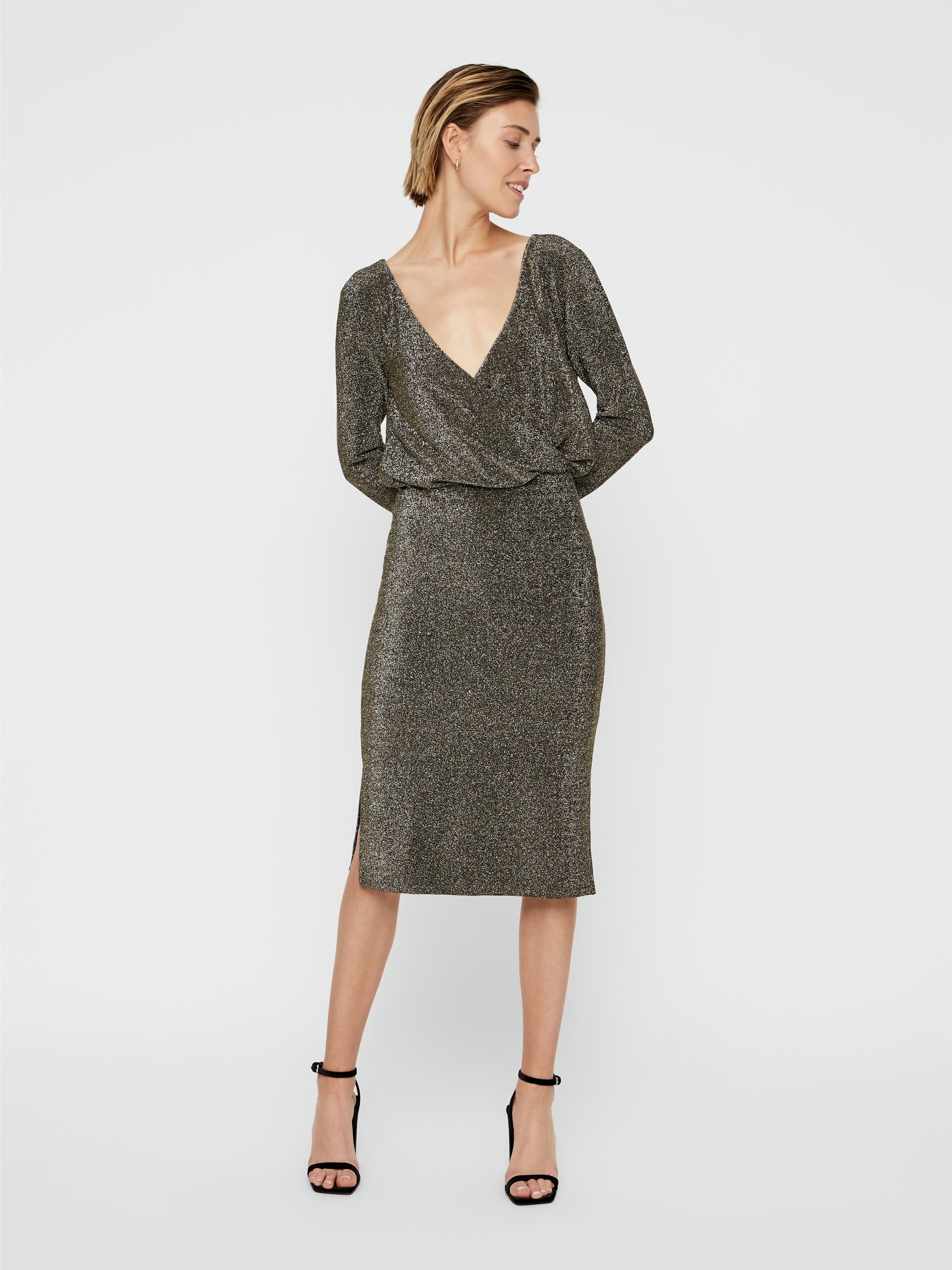 Noisy May robe paillettes 3/4 col V soirée stretch