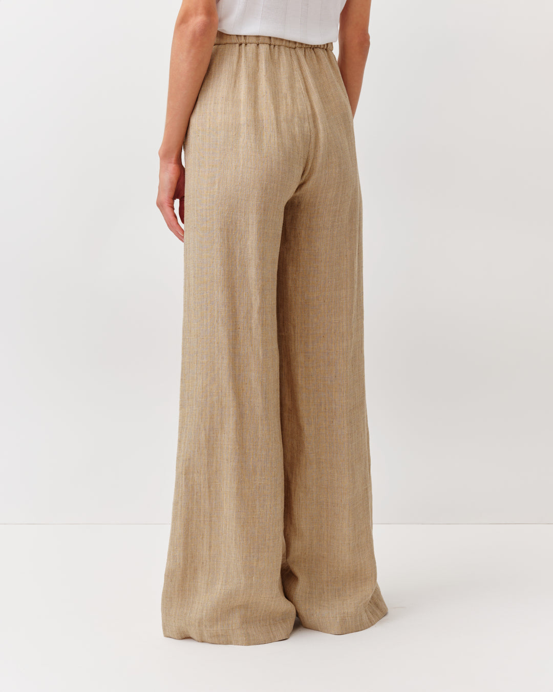 DIEGA Portorico pantalon large camel taille élastiquée