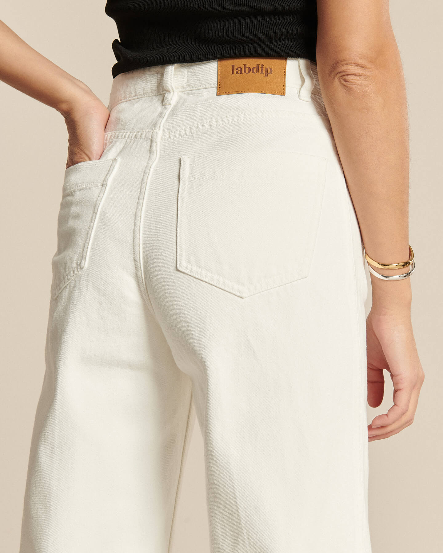 Labdip Samuel White jean taille haute blanc