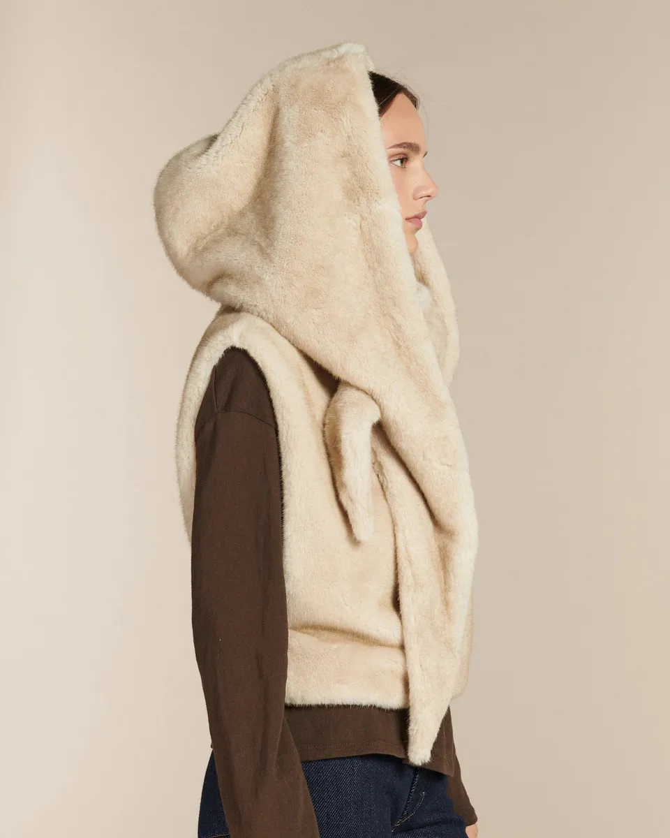 Labdip Adele Mink Cortina écharpe à capuche fausse fourrure