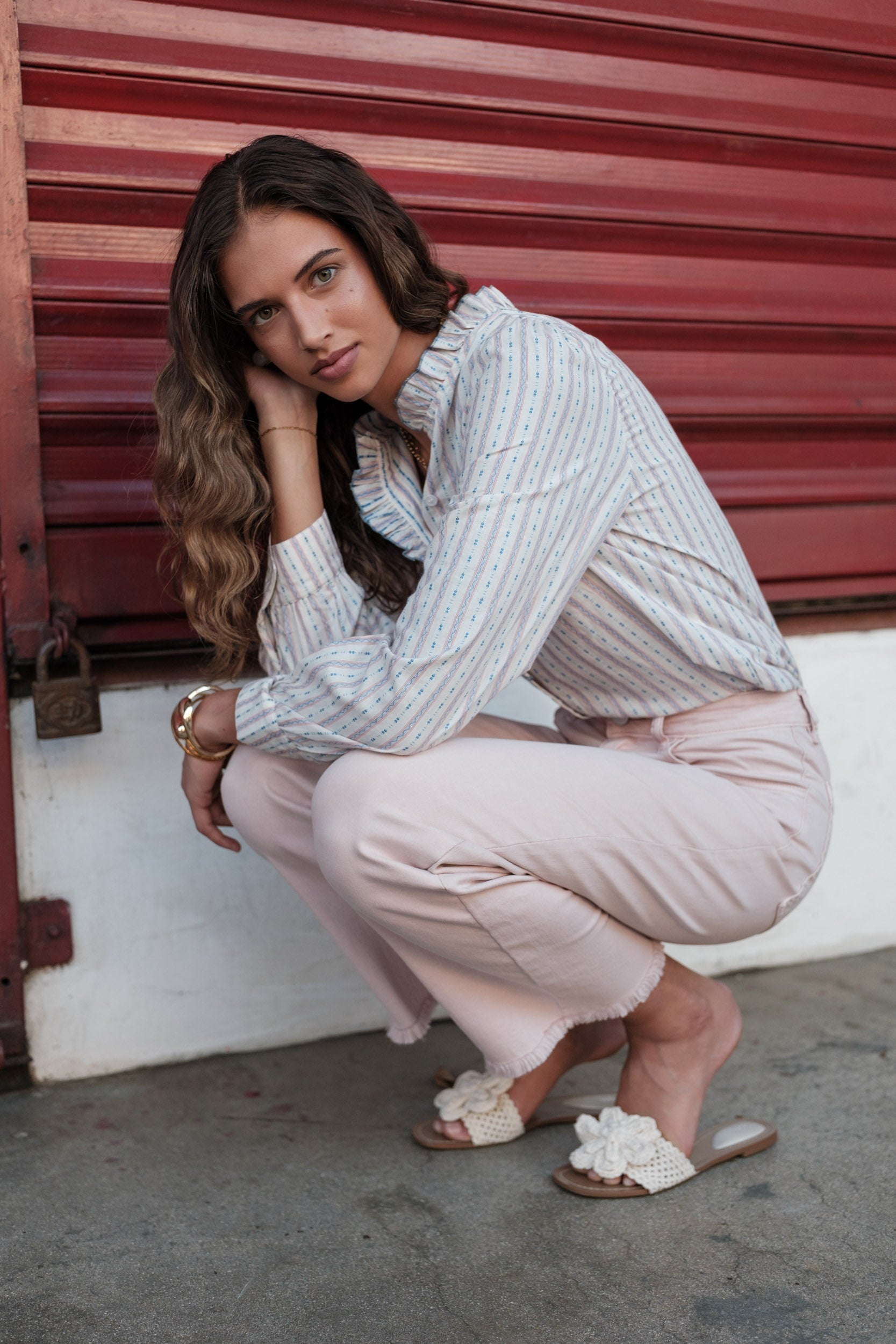 Maison Onado Elaine chemise écrue rayée coton