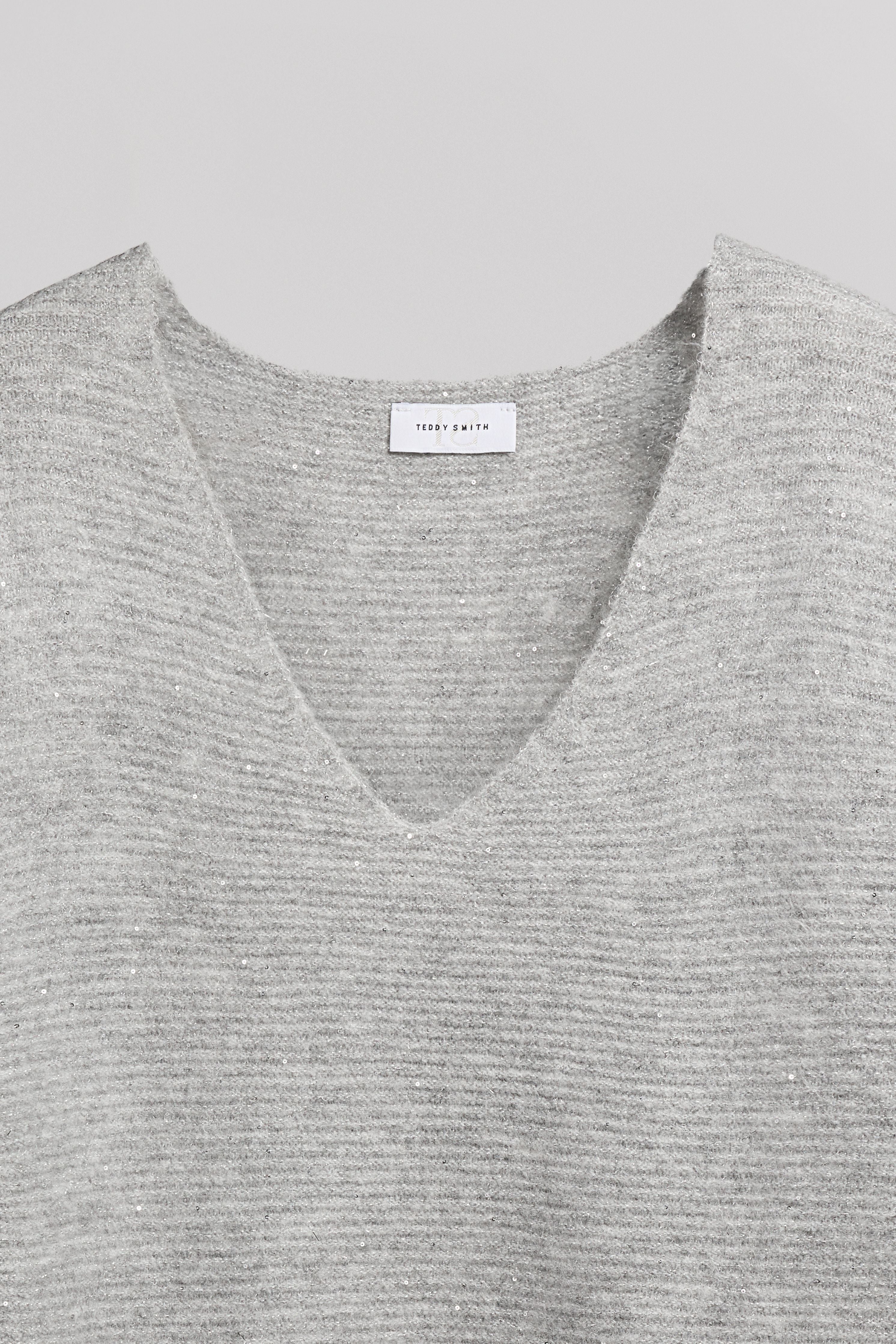 Teddy Smith P-Rachel pull col V gris chiné