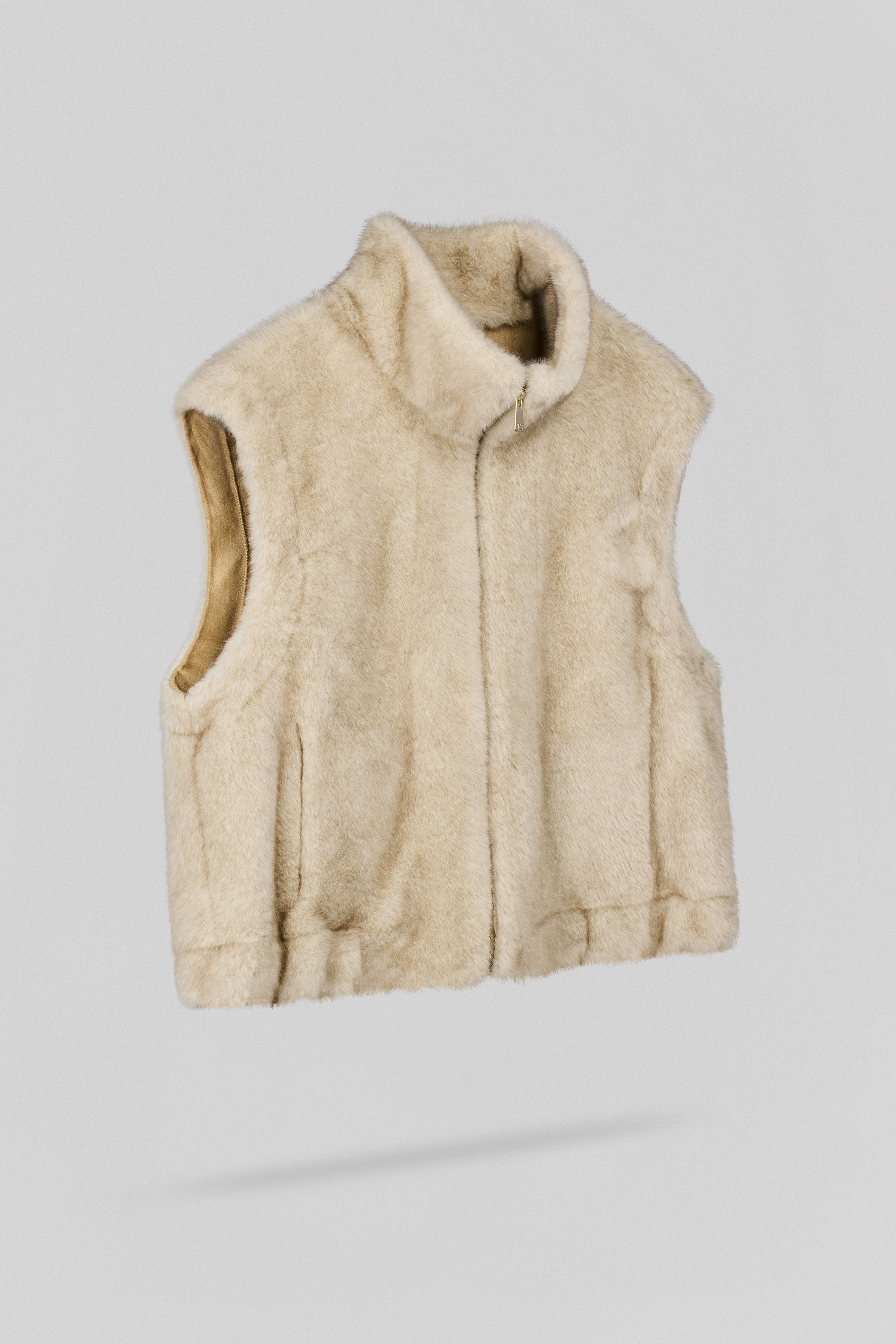 Teddy Smith G-Lou gilet fausse fourrure beige femme