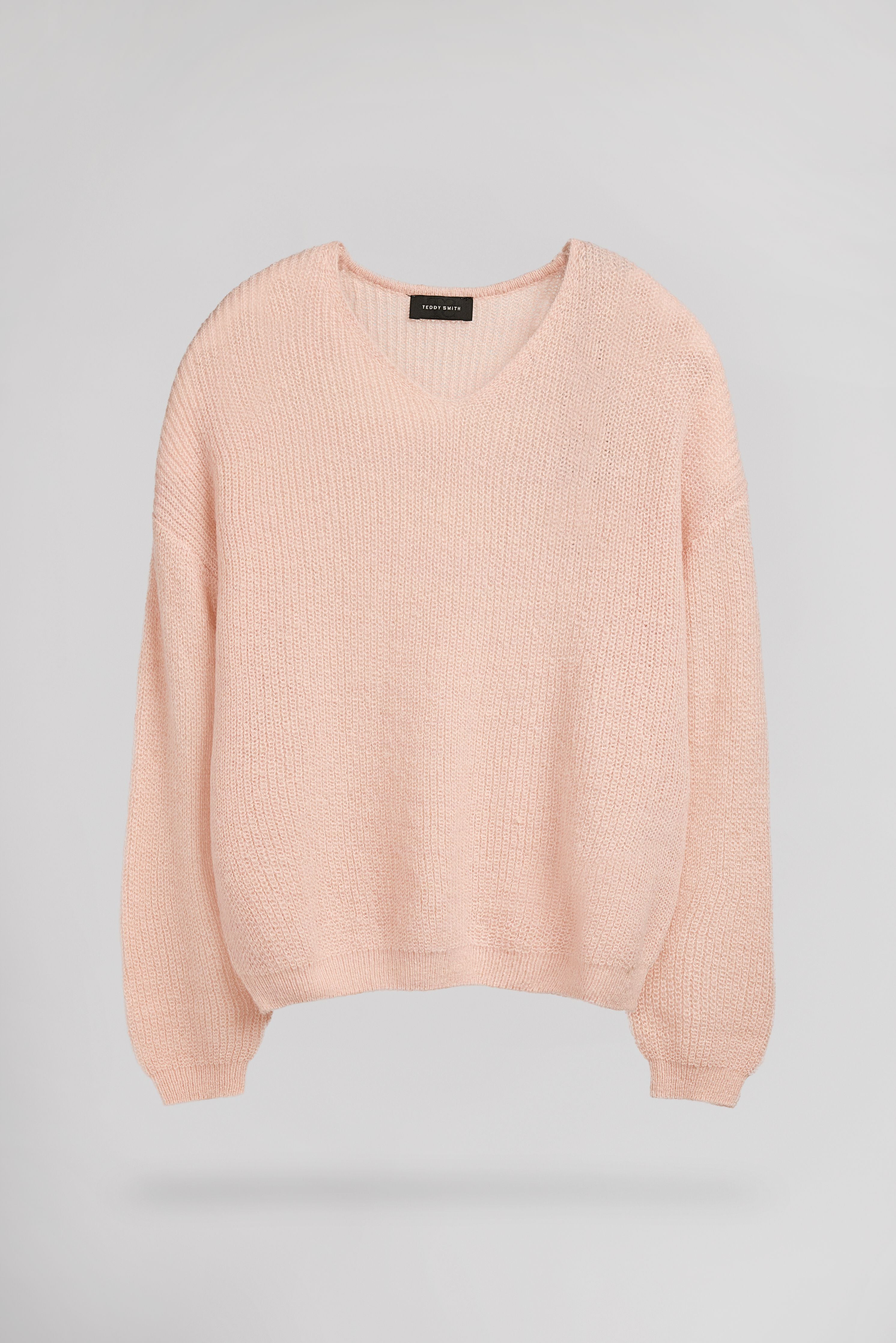 Teddy Smith P-Mag Jr pull col V rose pâle fille
