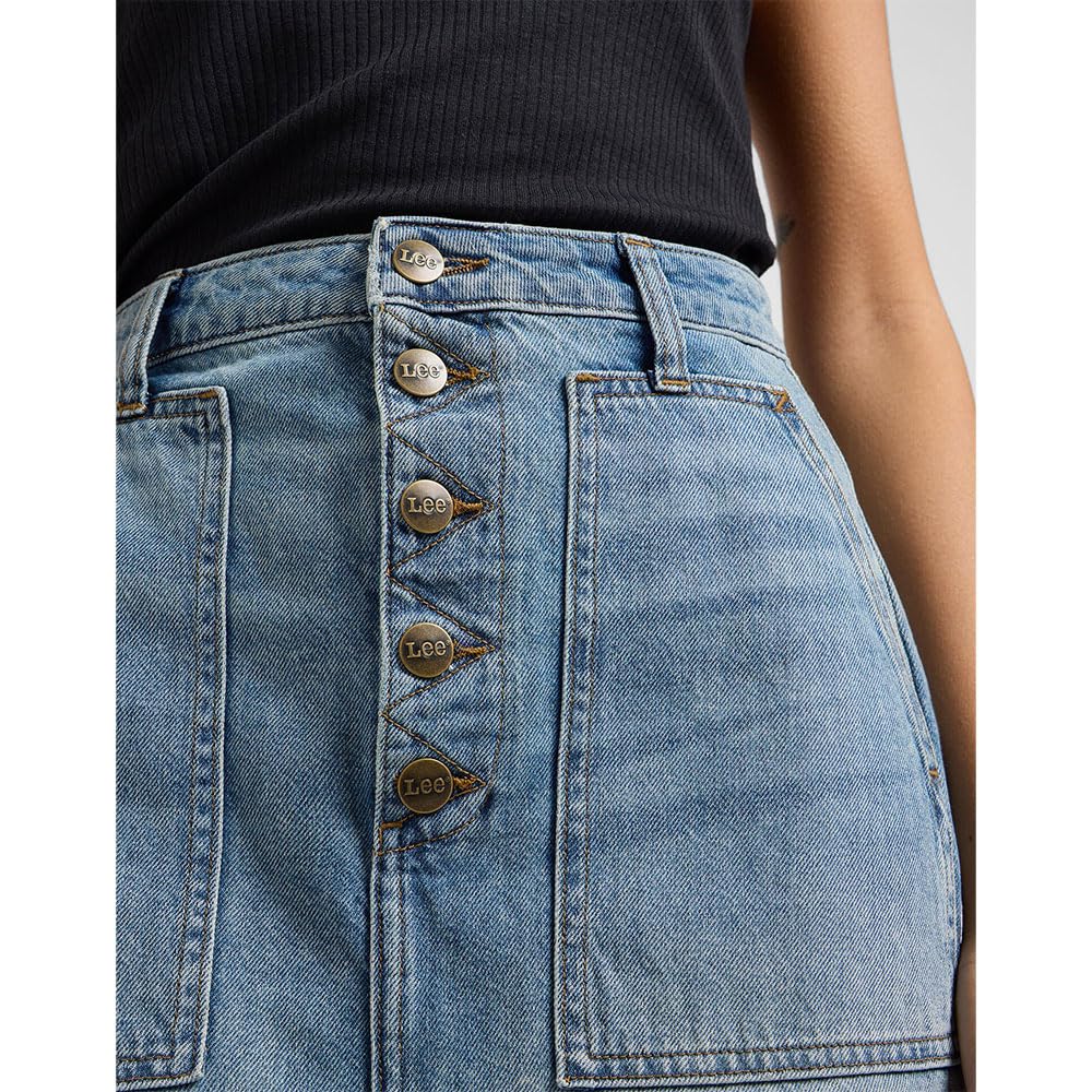 Lee Patch Pocket Midi Skirt jupe 32W bleu moyen