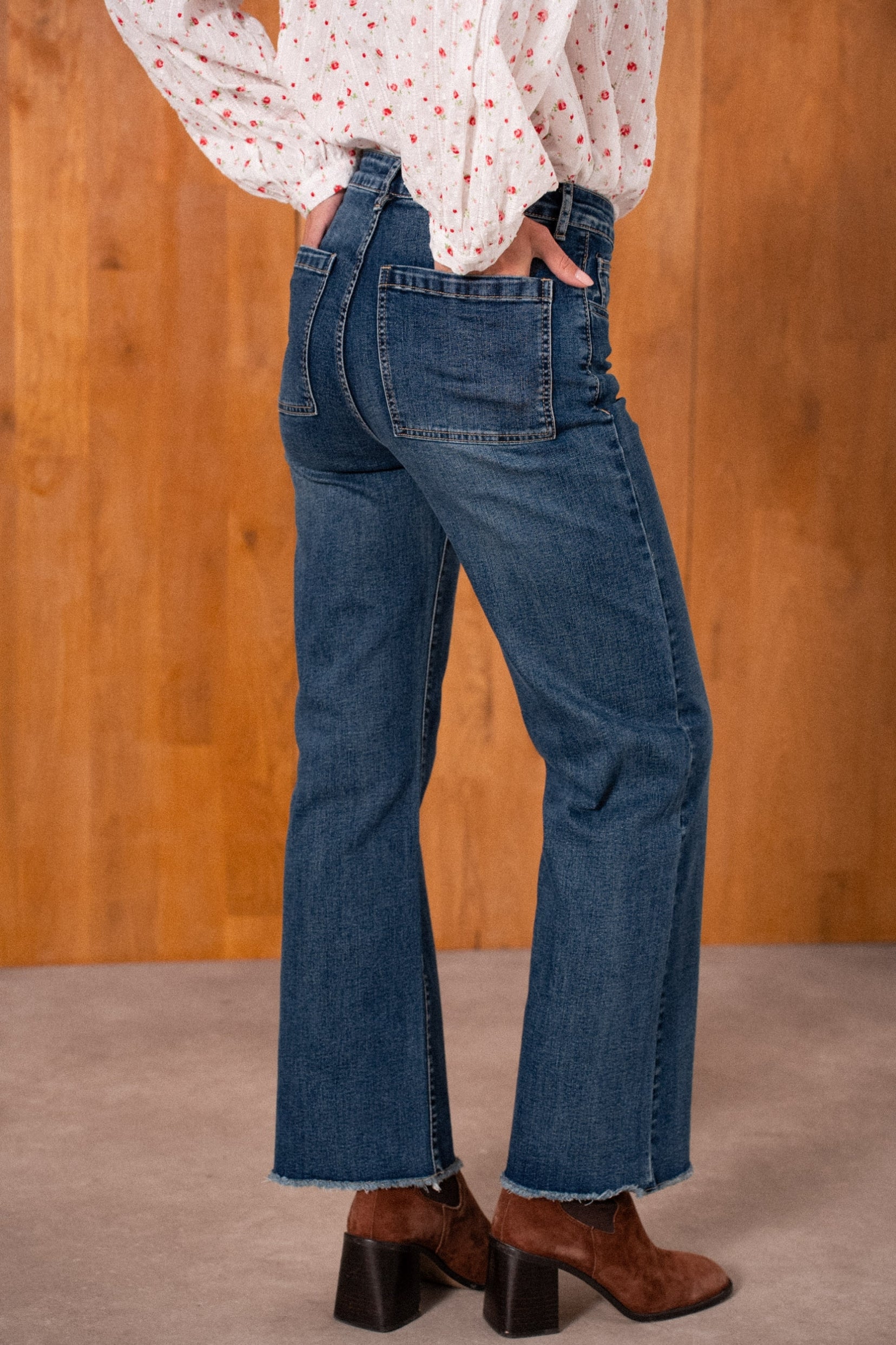 Maison Onado Elaine jean wide leg bleu foncé 72 cm