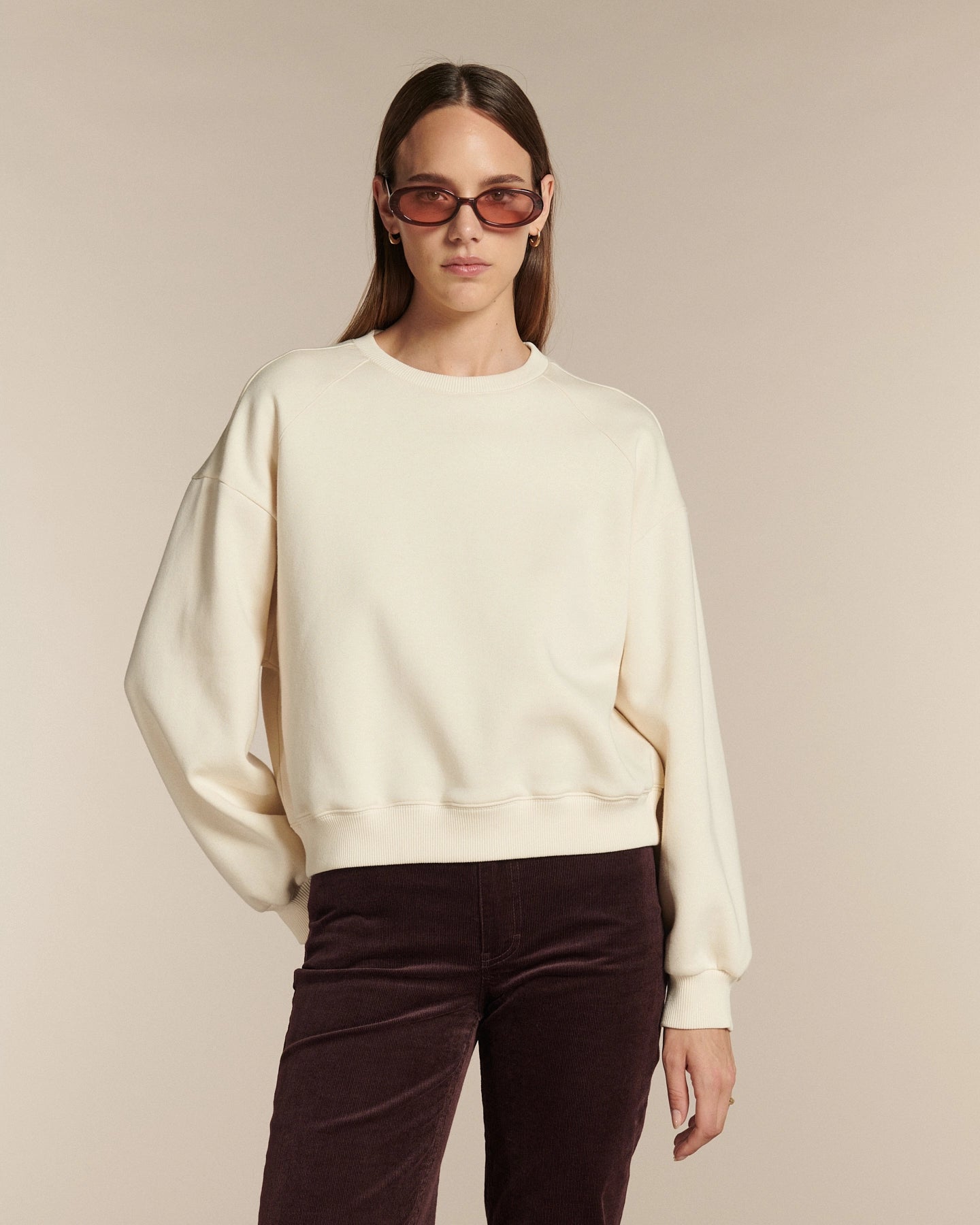 Labdip College sweat écume coupe boxy
