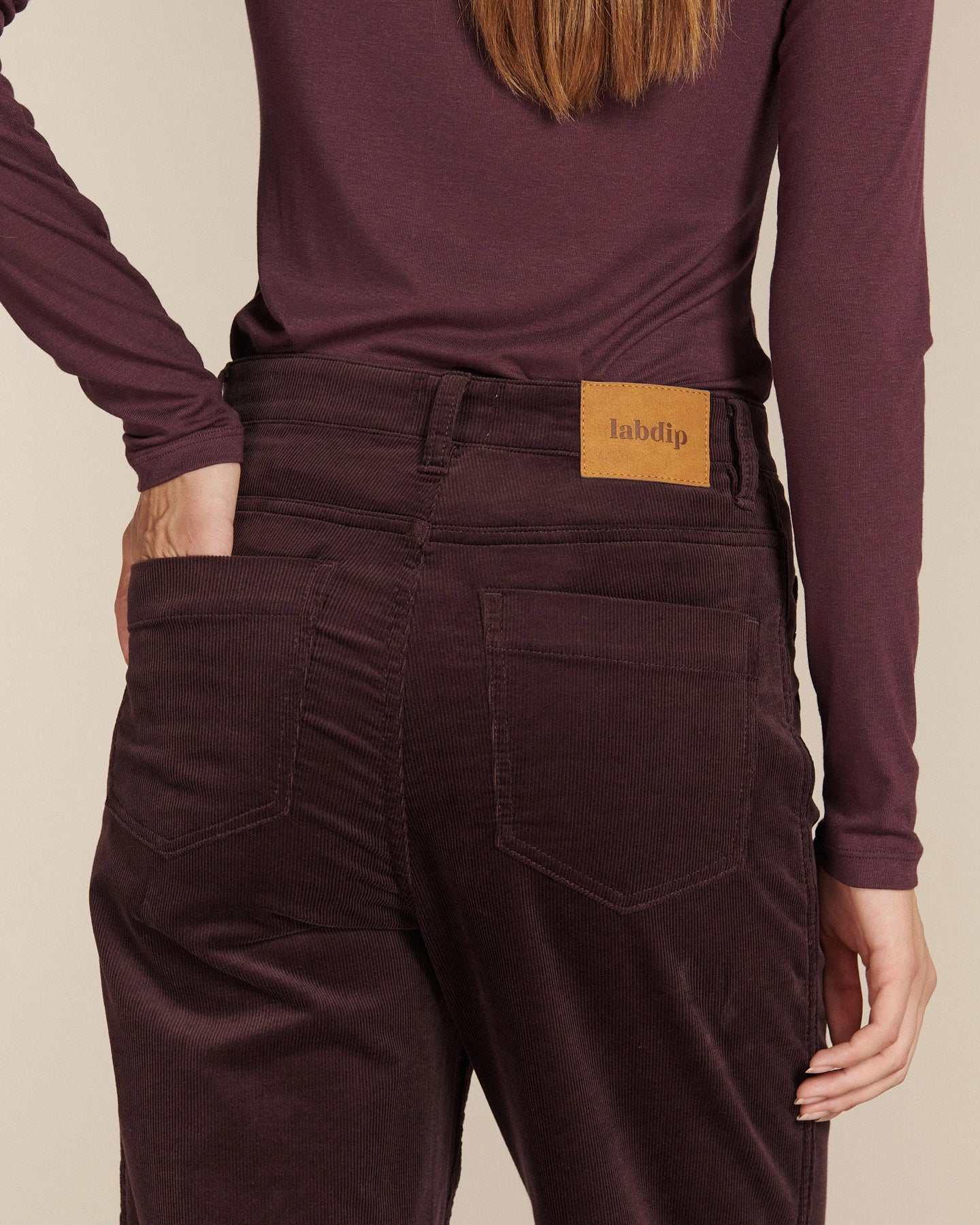 Labdip Samuel pantalon velours berry taille haute