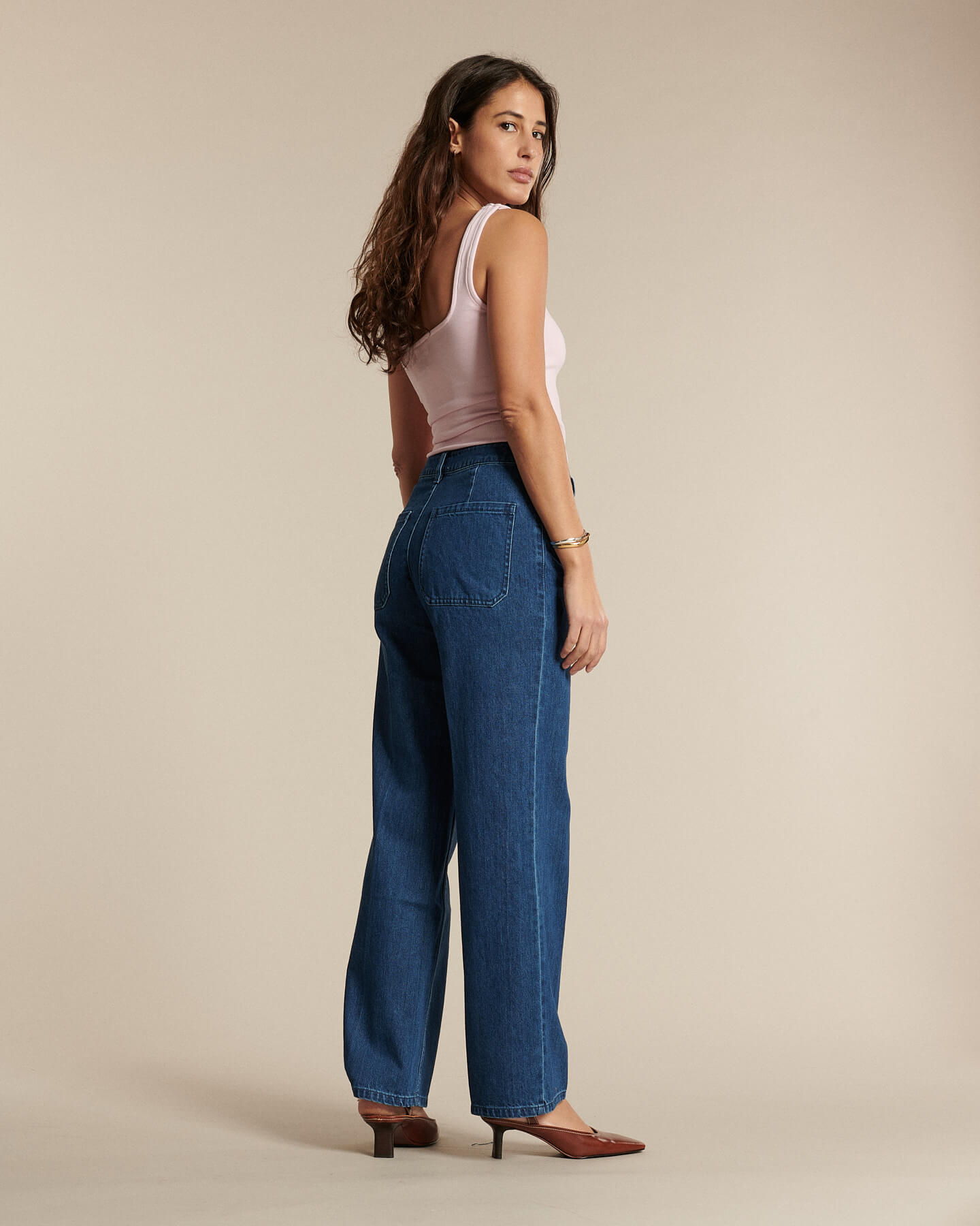Labdip Swann IN 50 jean large taille haute bleu