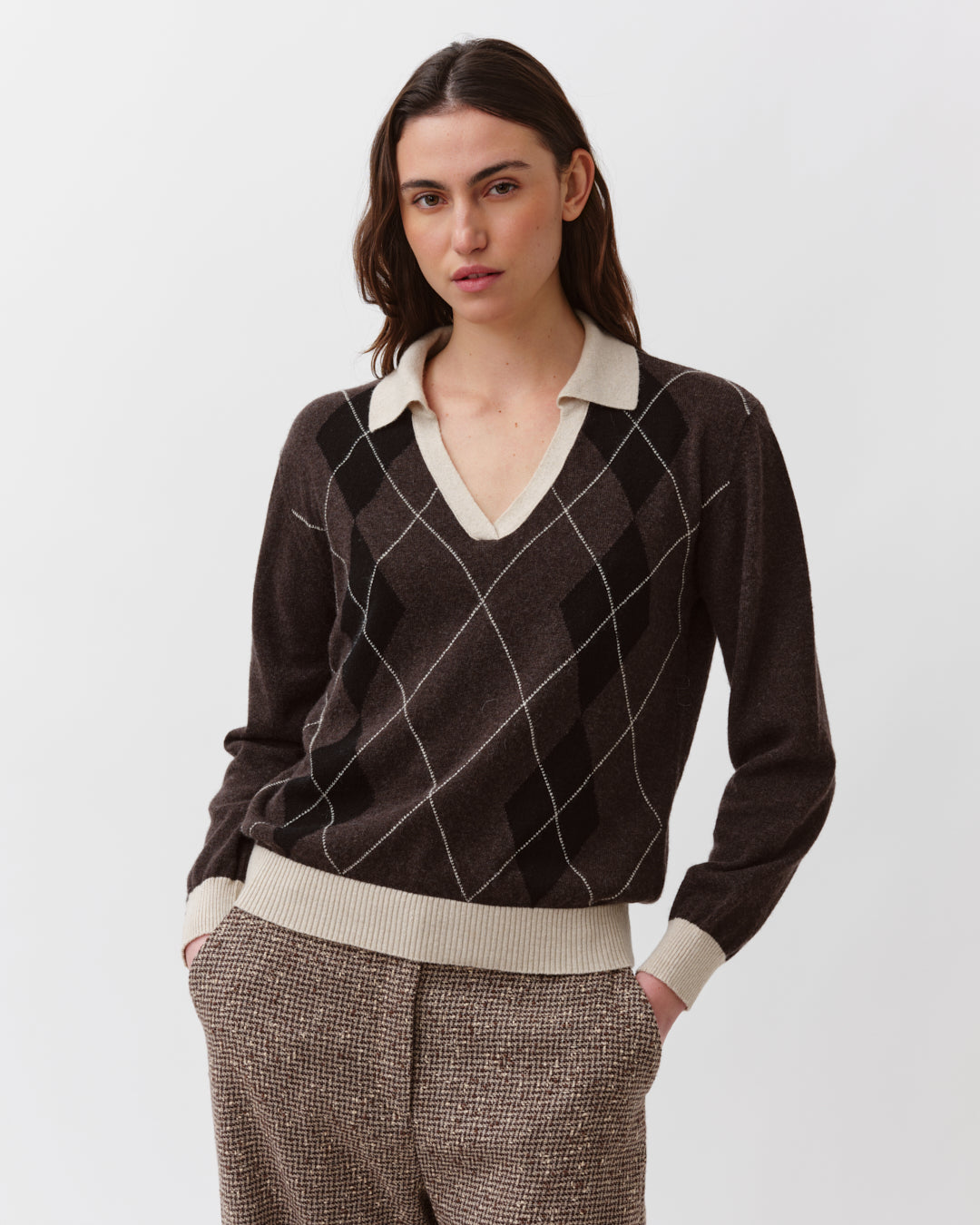Diega Pasreo pull polo mérinos chocolat