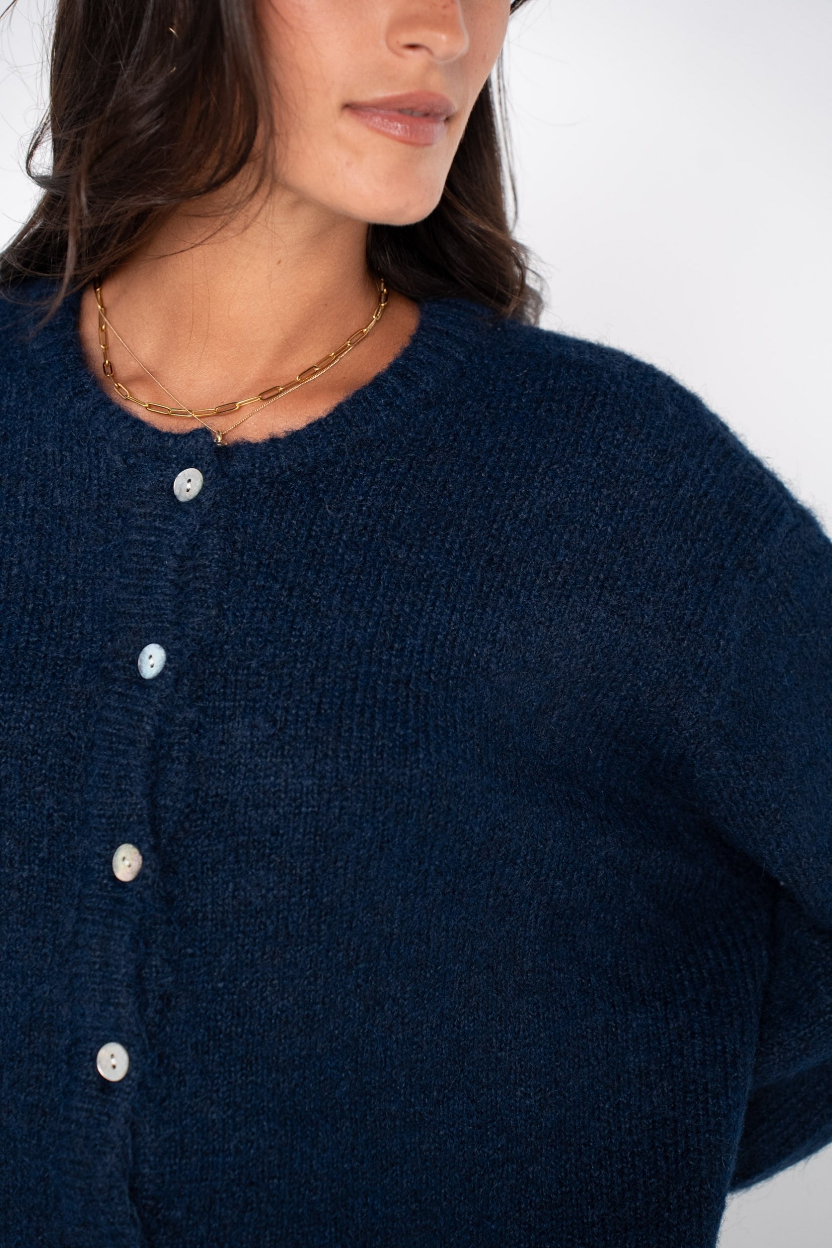 Maison Onado Elise gilet maille bleu marine