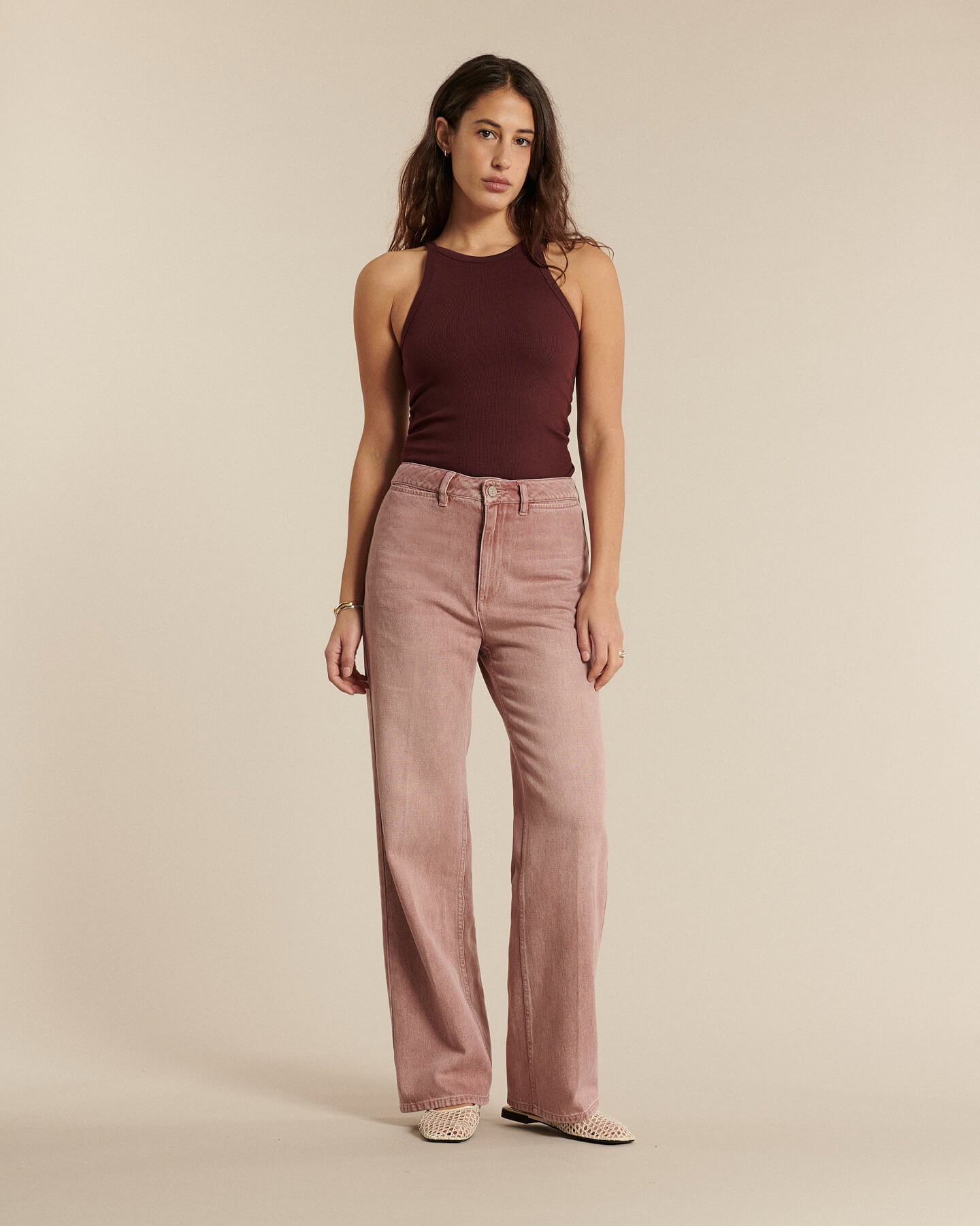 Labdip Swann Quartz jean large taille haute rosé