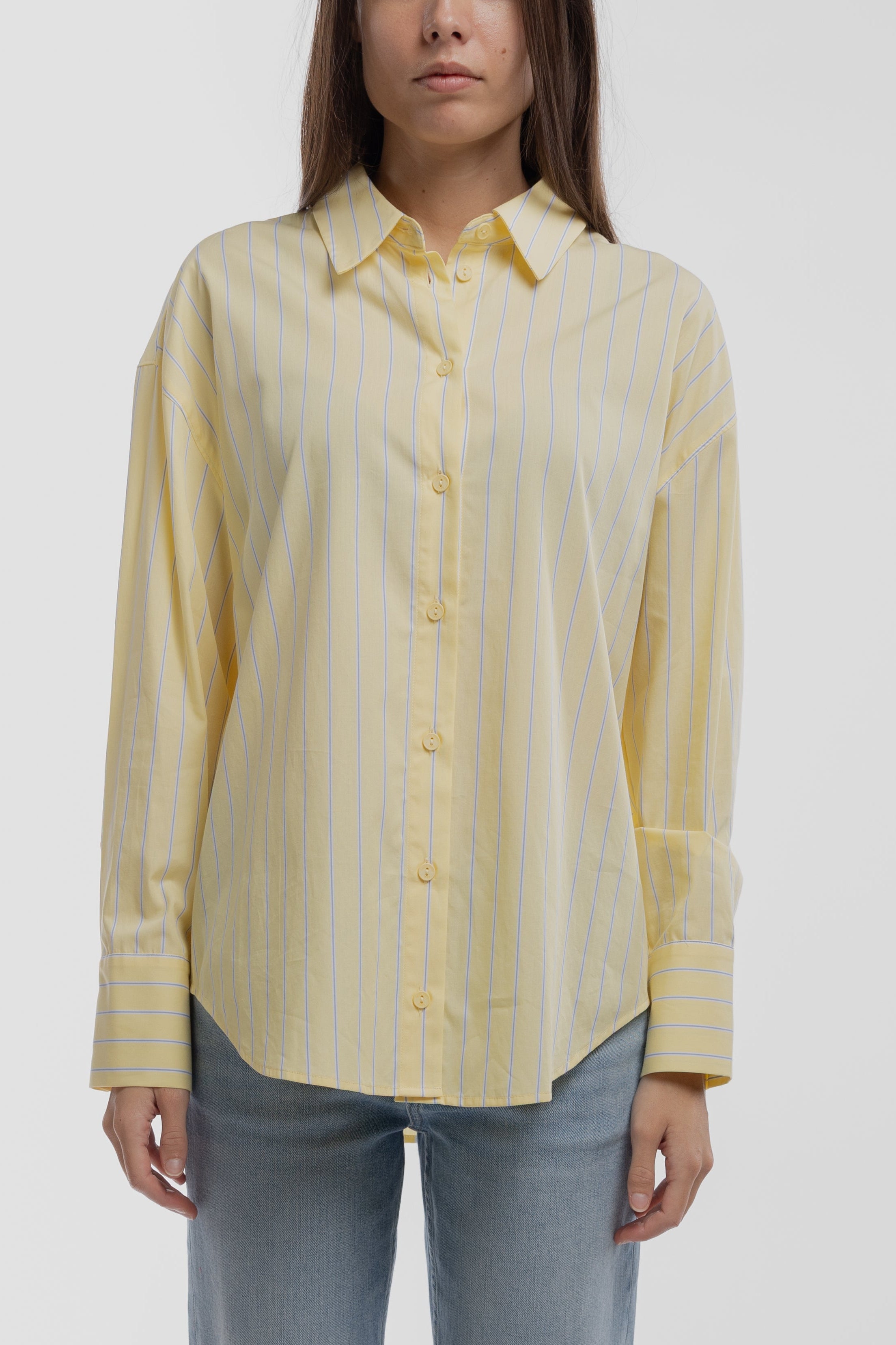Teddy Smith C-CHARLINA chemise jaune citron rayée oversize