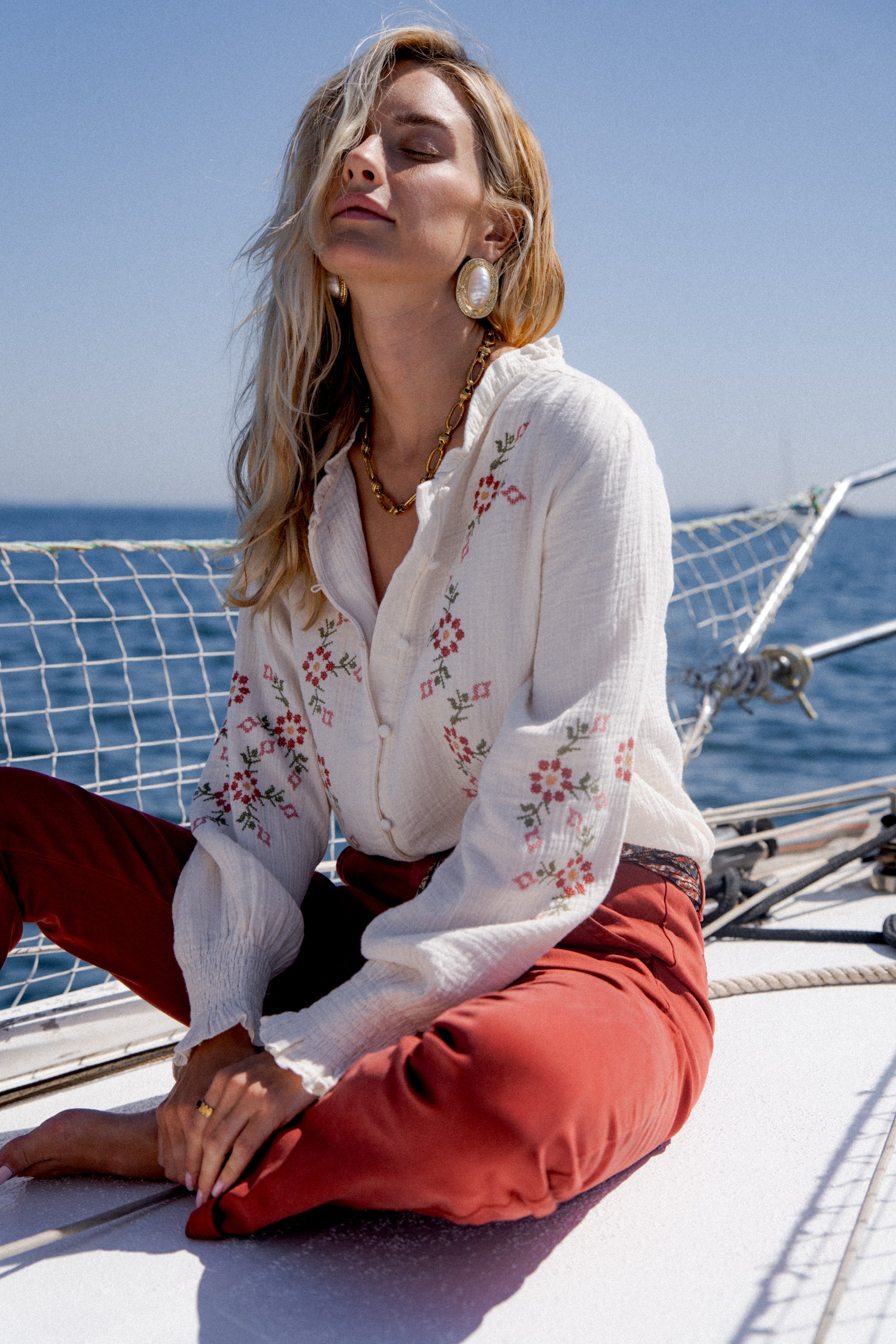 Maison Onado Thalia pantalon chino droit coton ceinture