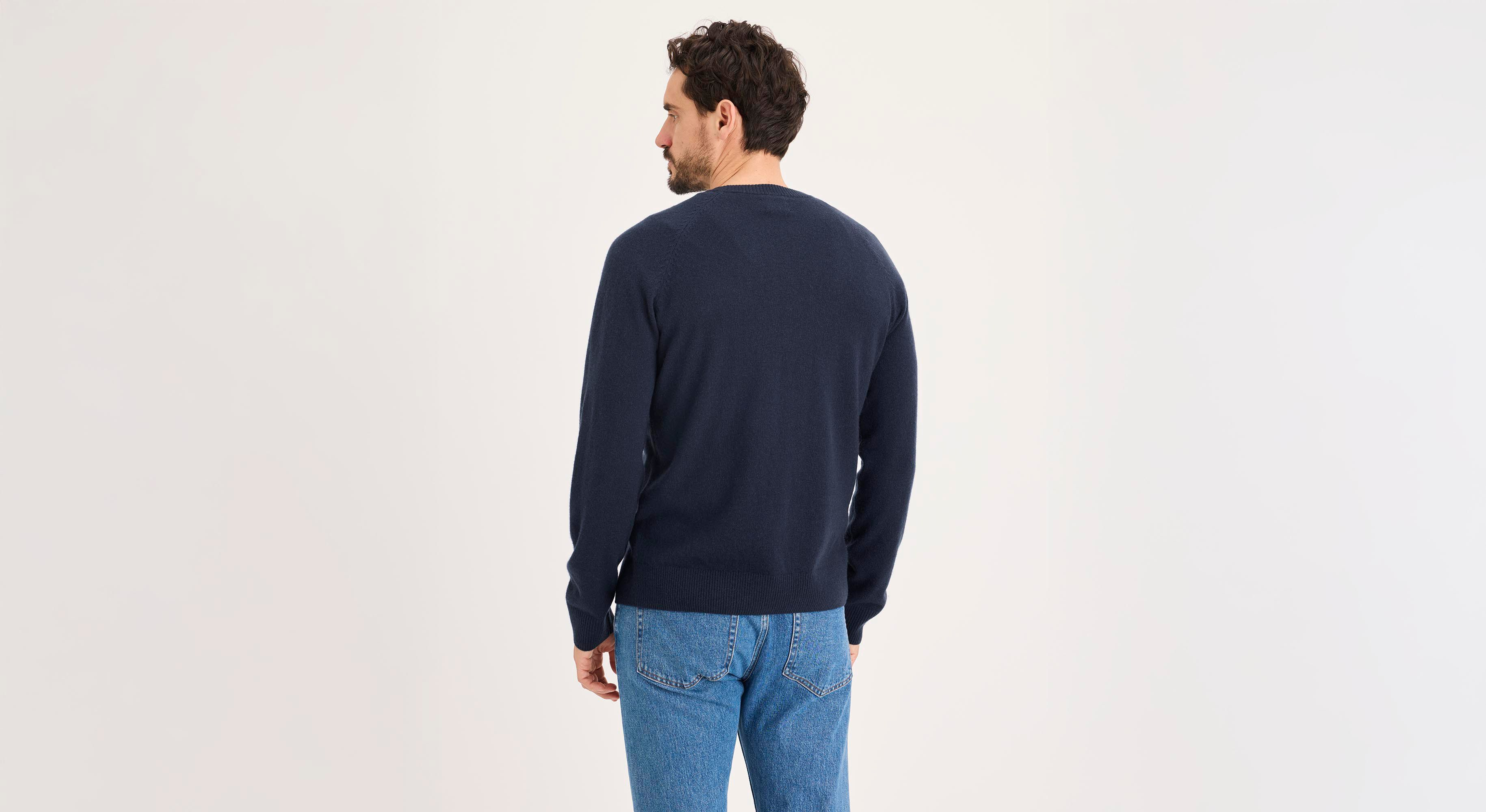 Dockers Crafted Cashmere Pull Homme Bleu Col Rond