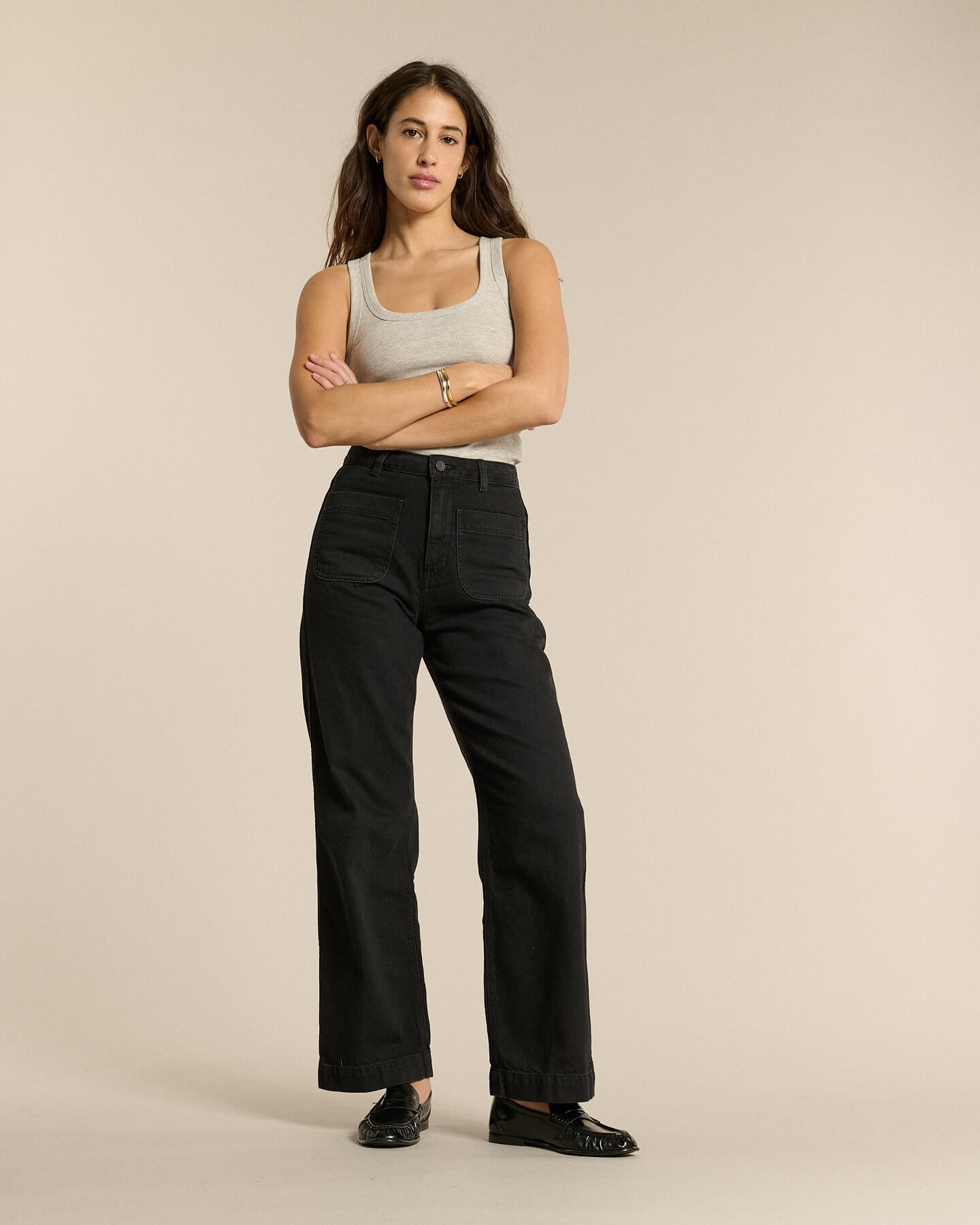 Labdip Samuel jean taille haute gris foncé coton