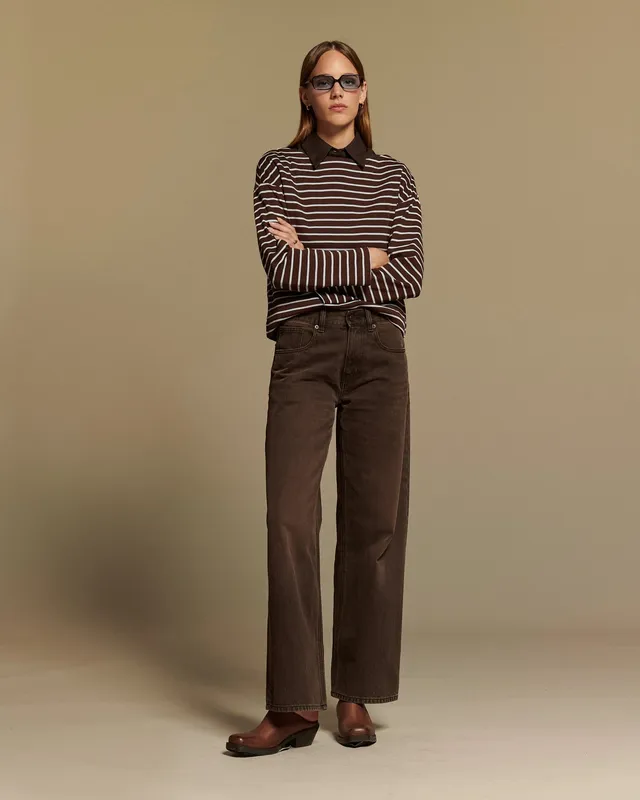 Labdip River Black Coffee jean large brun 100% coton