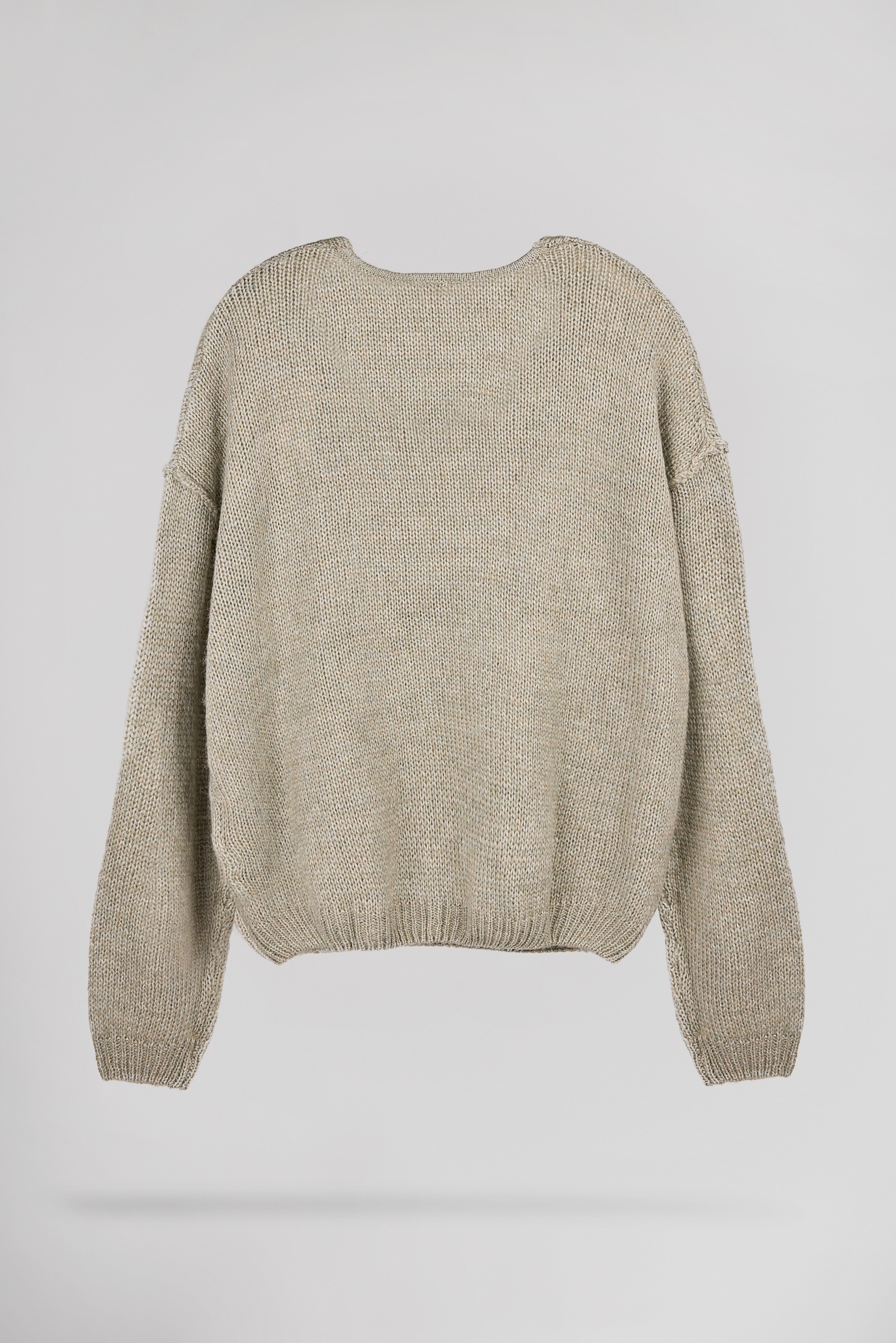 Teddy Smith P-Maggie Bleach Kaki pull femme col V laine