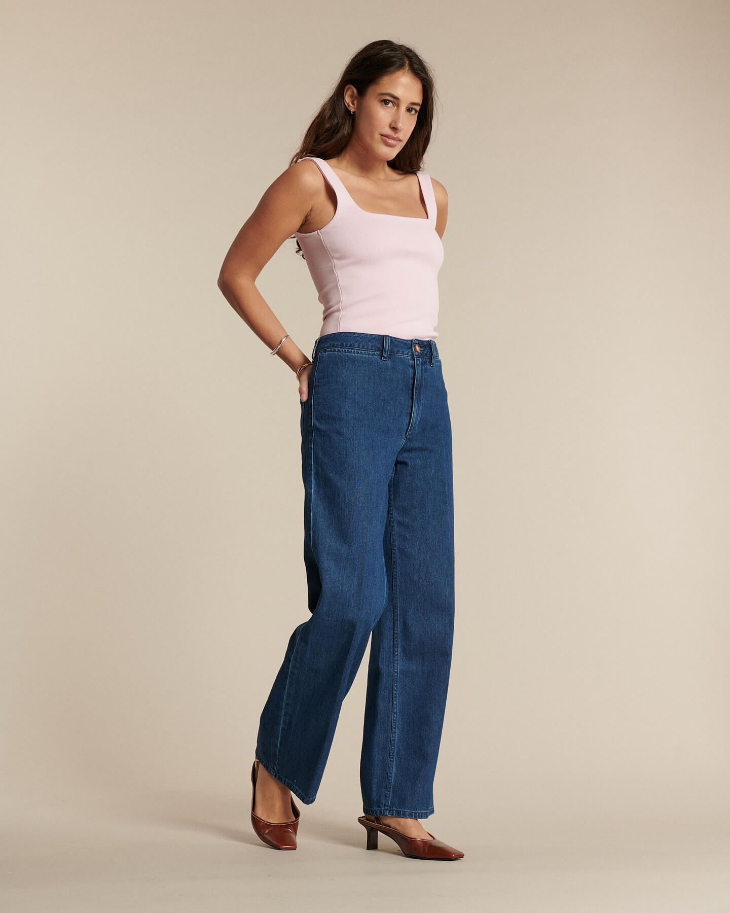 Labdip Swann IN 50 jean large taille haute bleu