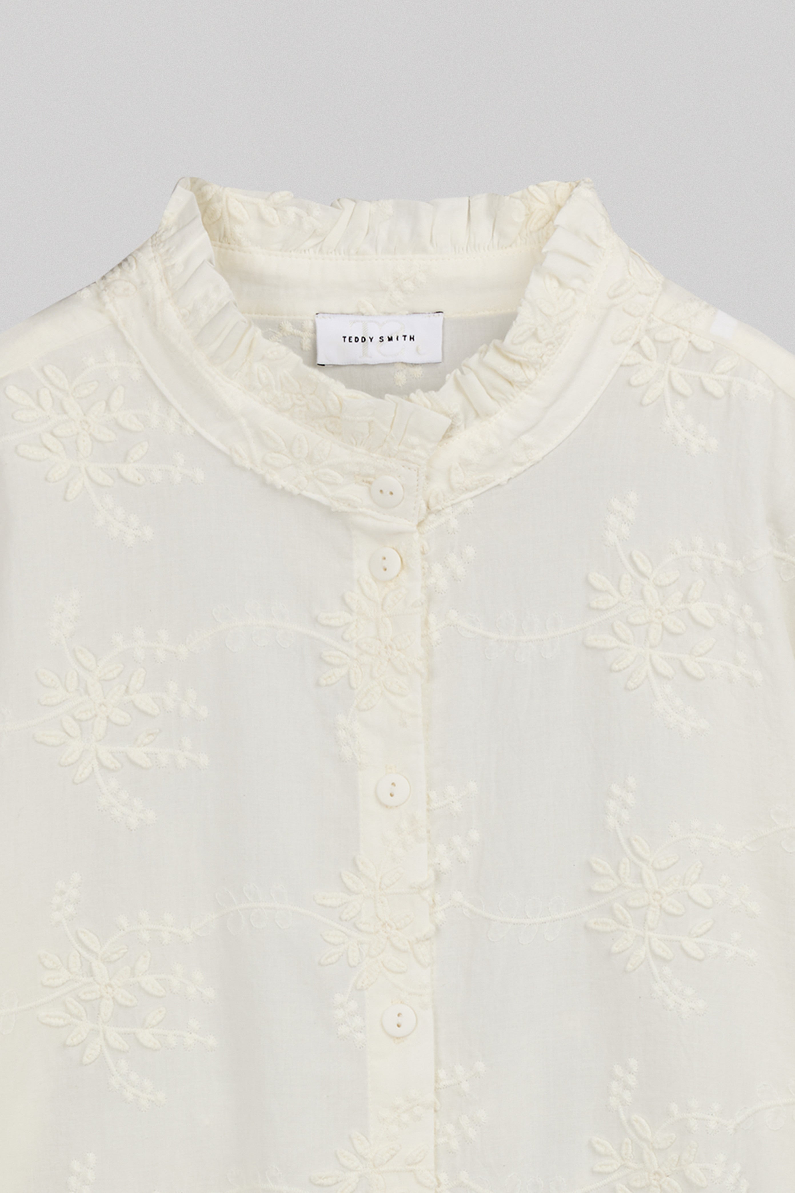 Teddy Smith C-Capucine chemise middle white broderie
