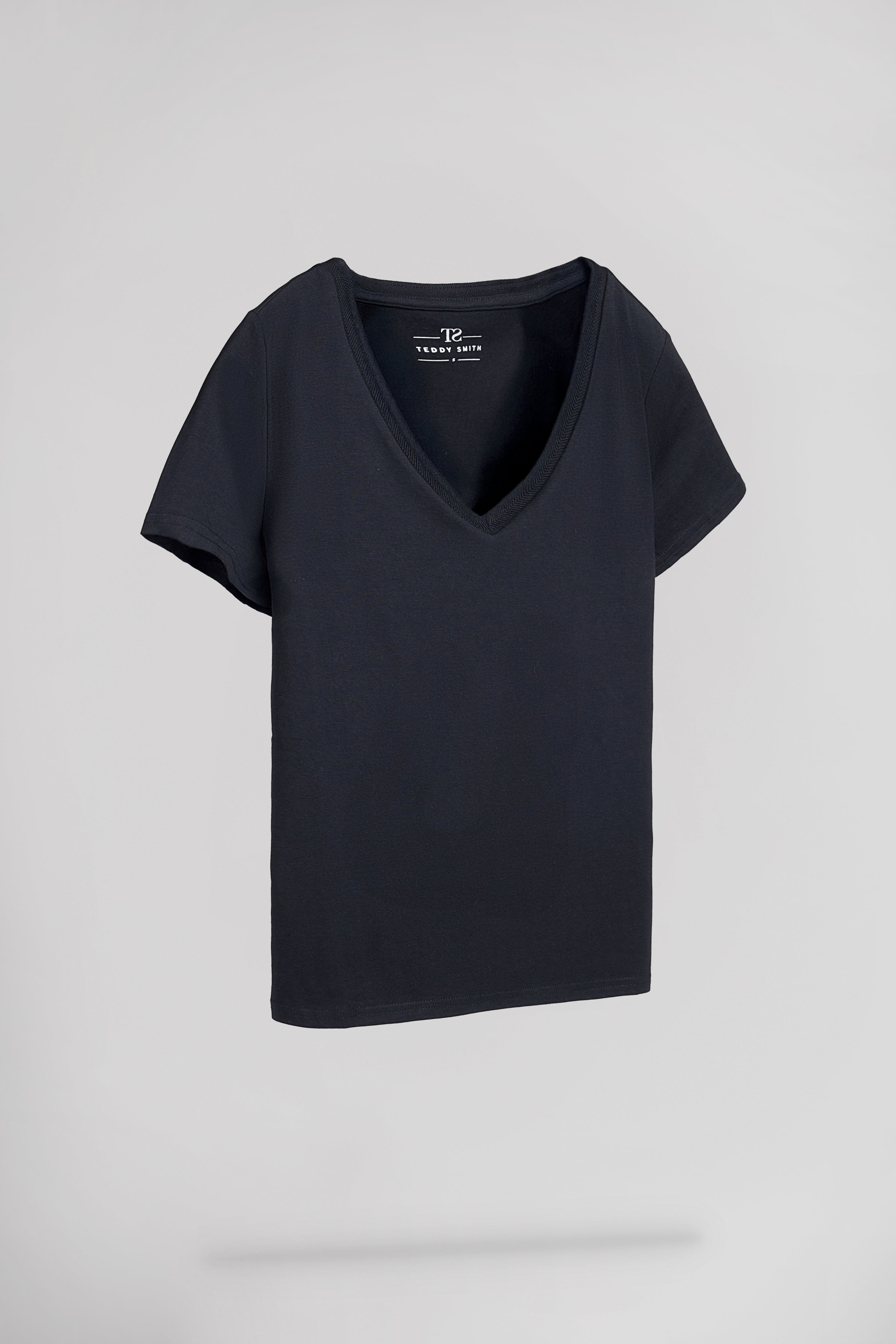 Teddy Smith T-MIA MC t-shirt col V bleu marine femme