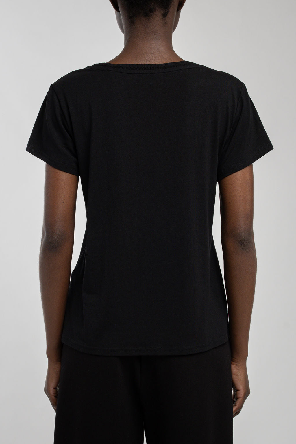 Teddy Smith T-Mia MC t-shirt col V noir coton modal