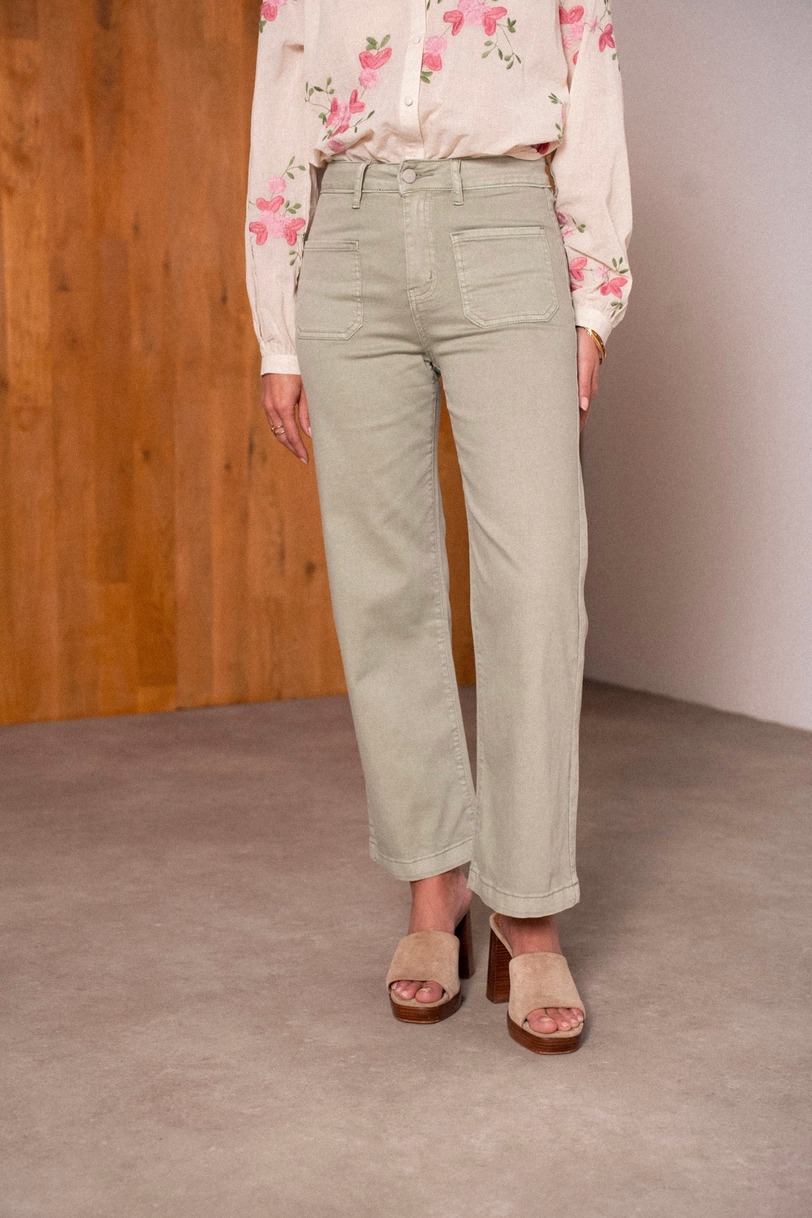 Maison Onado Carla jean wide leg tilleul coupe droite