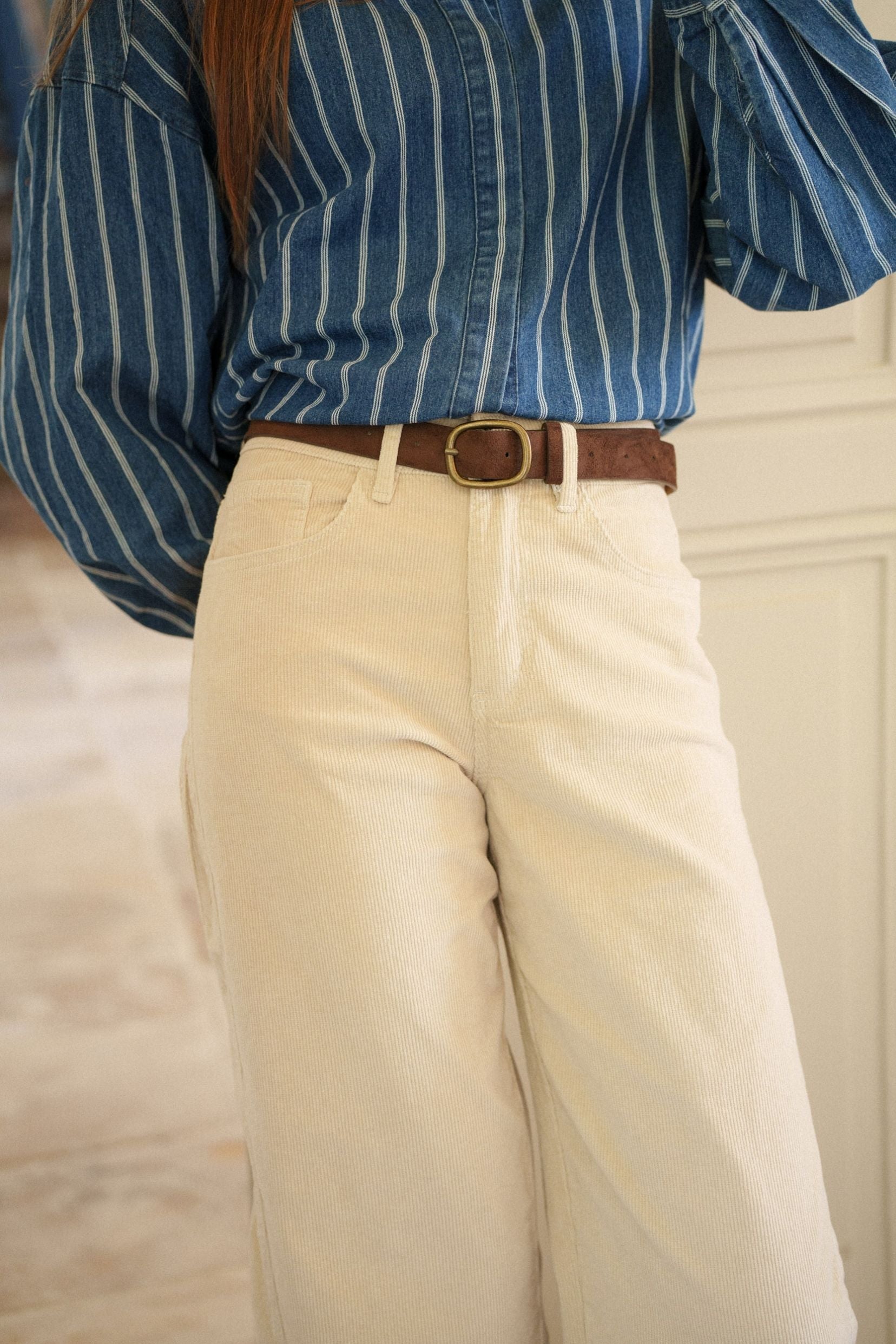 Maison Onado Erine pantalon velours beige ballon