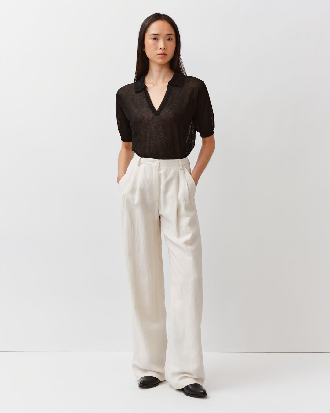 DIEGA Pavanao pantalon écru à pinces