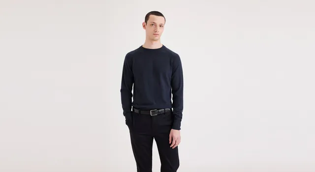 Dockers pull col rond regular bleu marine coton