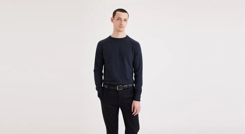 Dockers pull col rond regular bleu marine coton