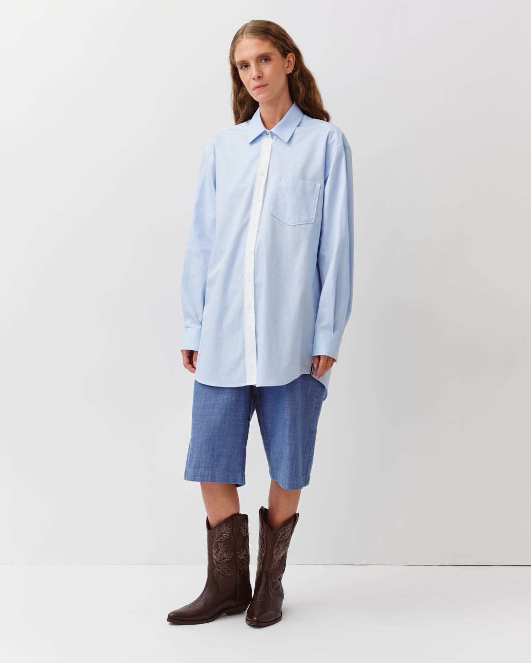 DIEGA CAMELA chemise ciel coupe droite