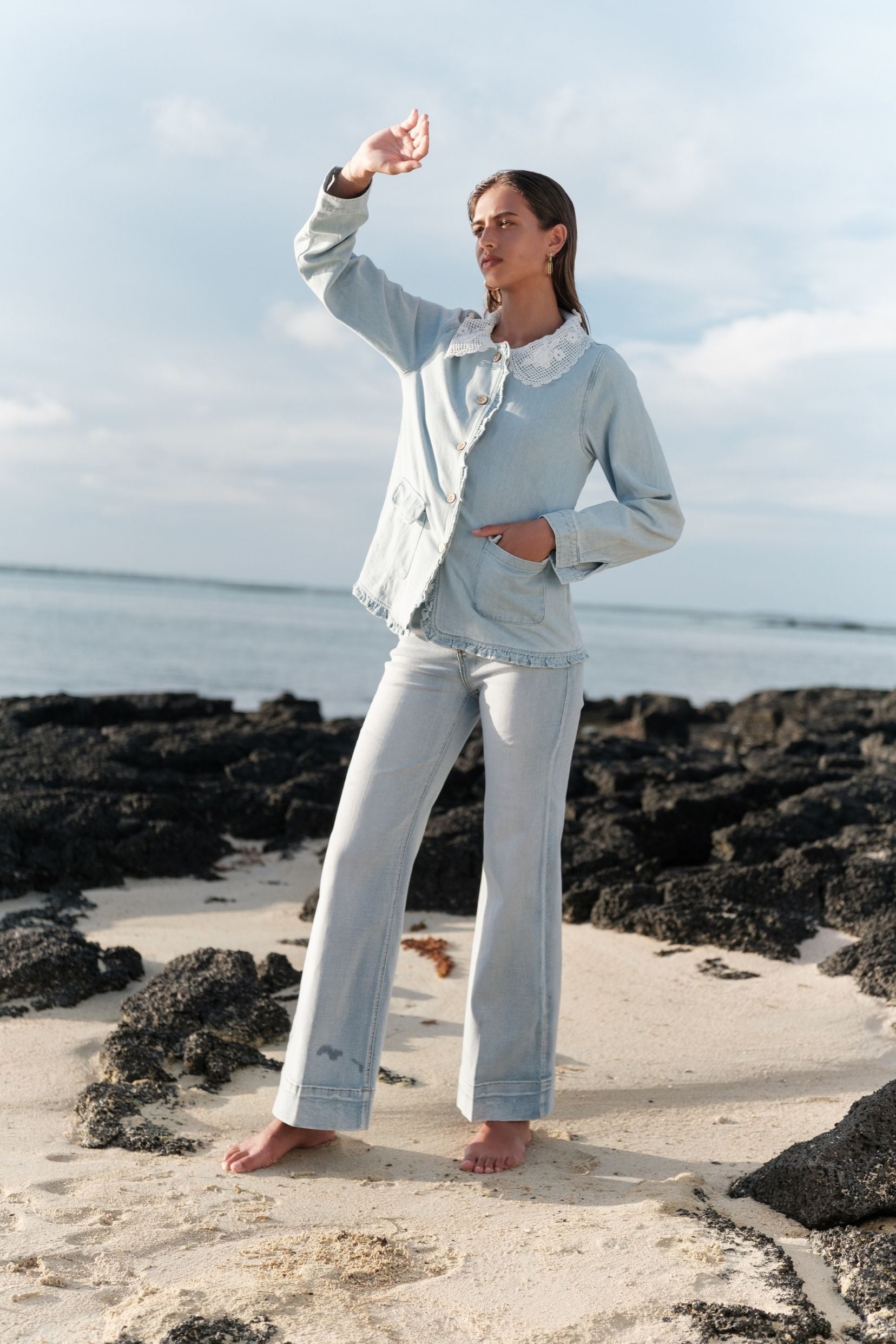 Maison Onado Joliane jean wide bleu taille haute