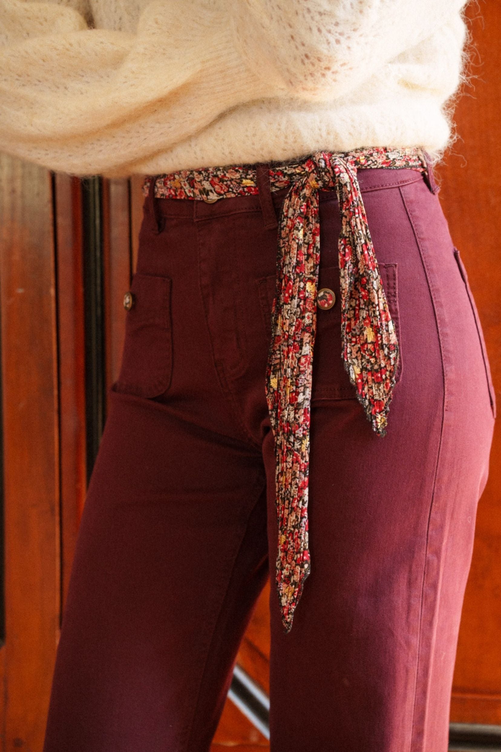 Maison Onado Gaby pantalon bordeaux taille haute