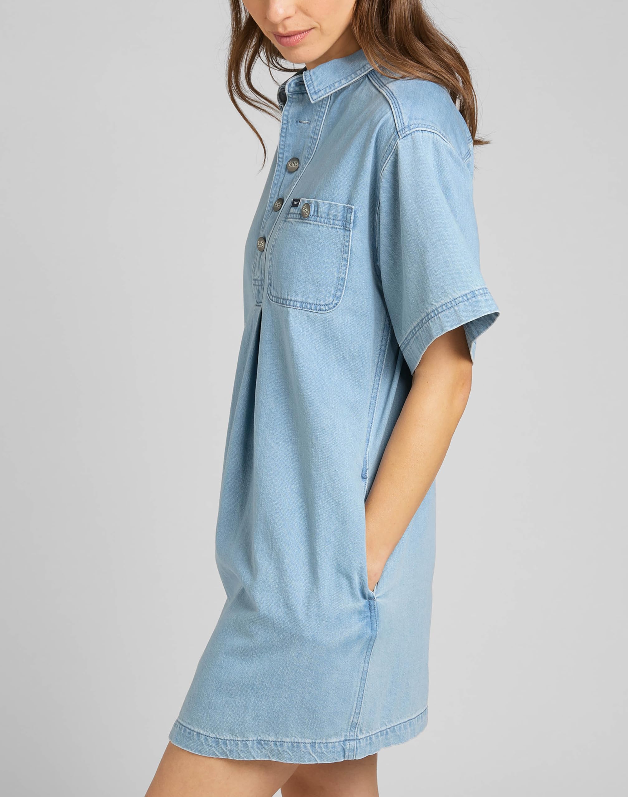 Lee Easy robe denim femme M bleu clair boutonnée