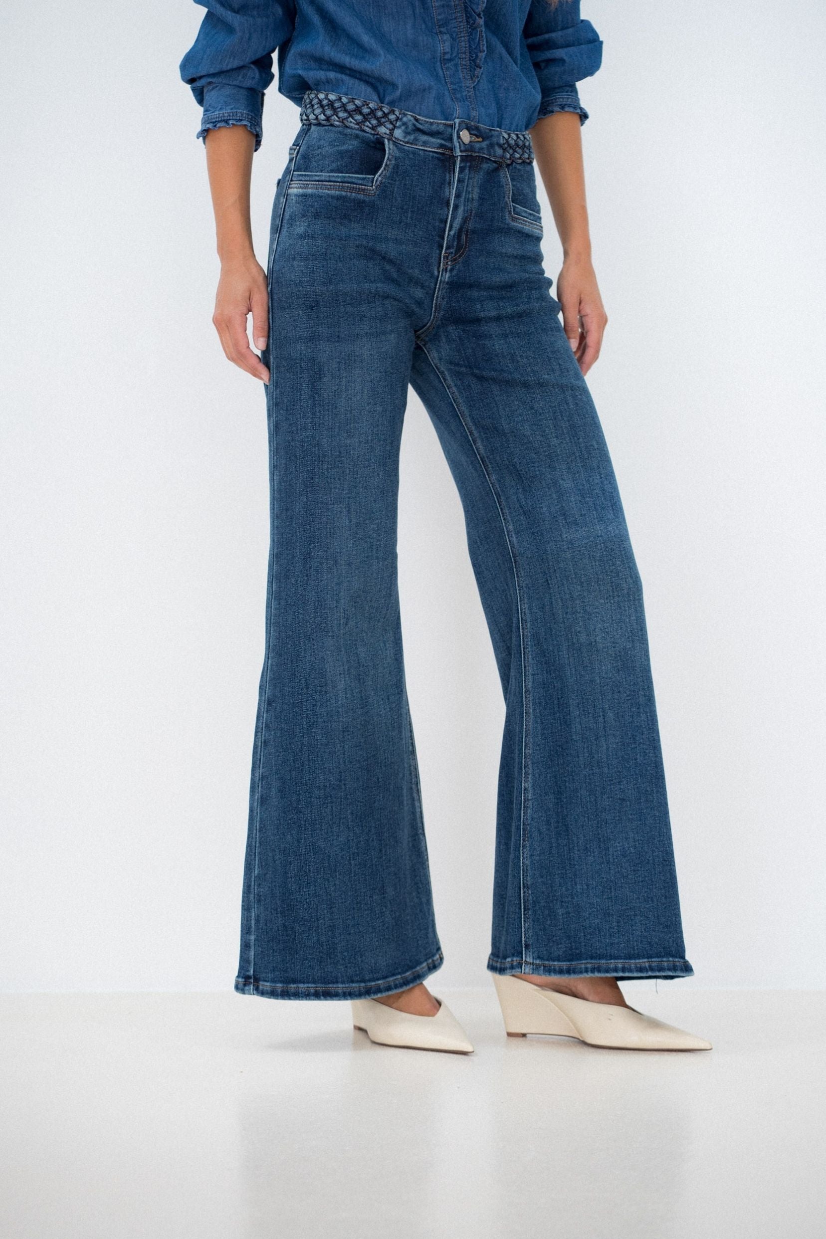 Maison Onado Lorence jean flare bleu délavé