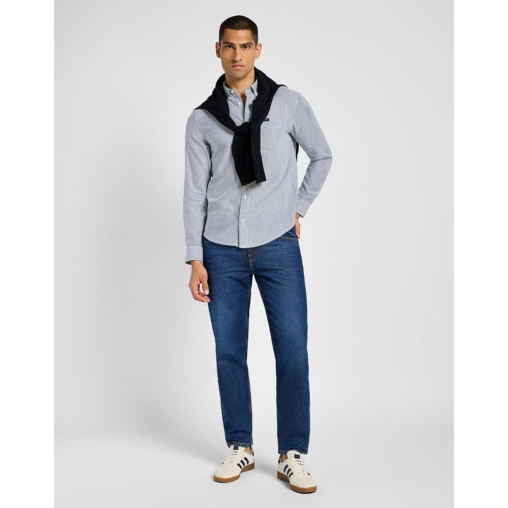 Lee Button Down chemise homme bleu rayé coton western