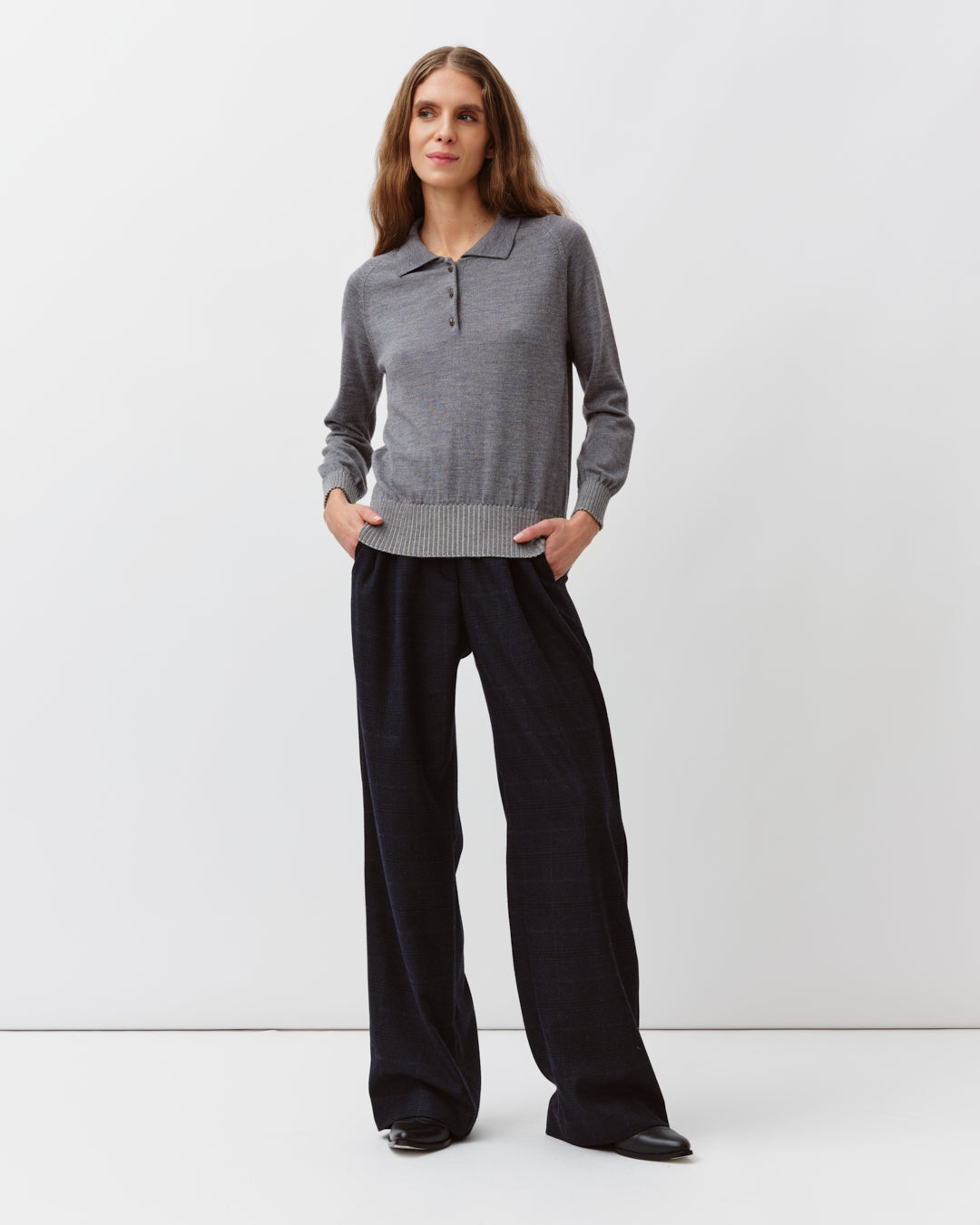 DIEGA PLEDO pull laine mérinos gris écru