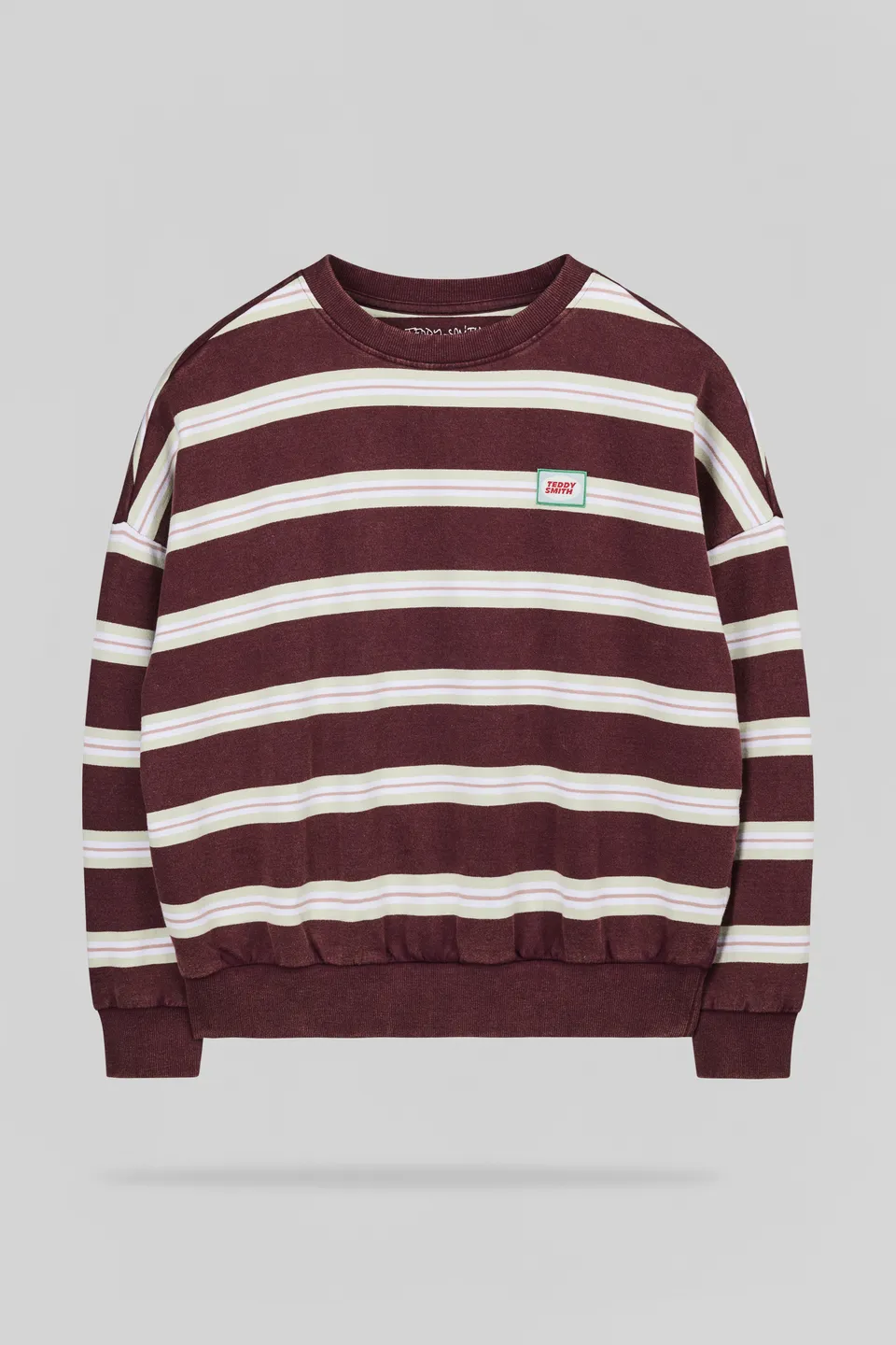 Teddy Smith S-Kate RC Jr sweat enfant bordeaux rayé coton